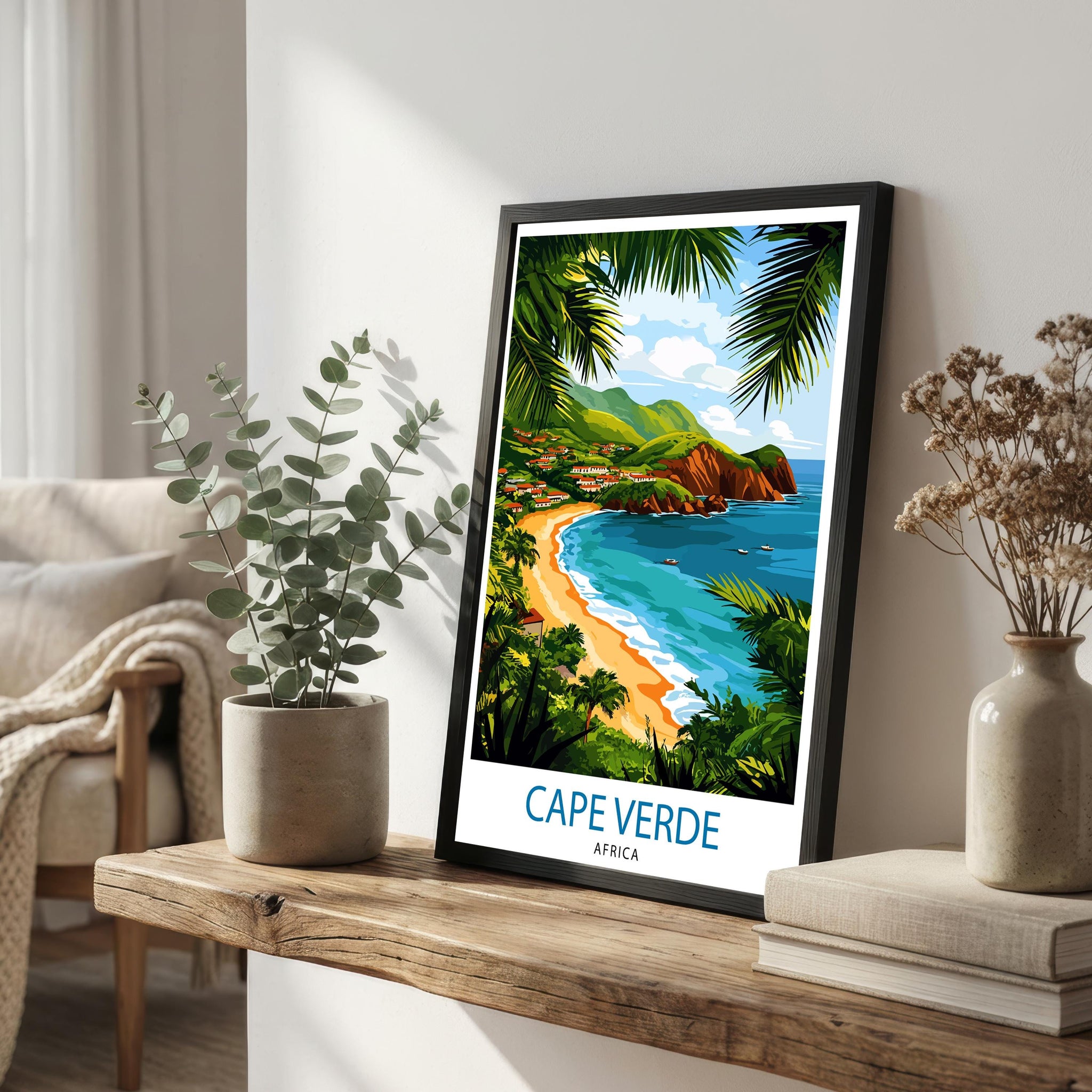 Cape Verde Travel Poster Print Wall Art Tropical Island Landscape Decor Gift for Travel Lovers and Fans of Scenic Atlantic Coastal Views