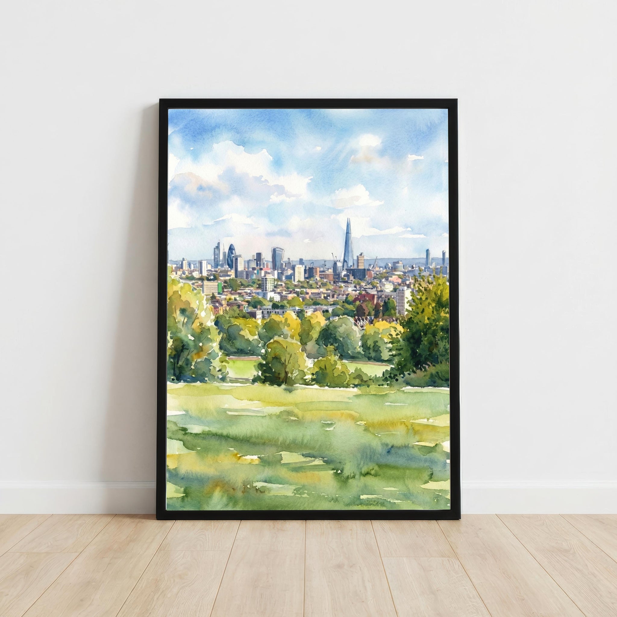Hampstead Heath Watercolour Painting, London Landscape Print, Scenic Park Wall Art