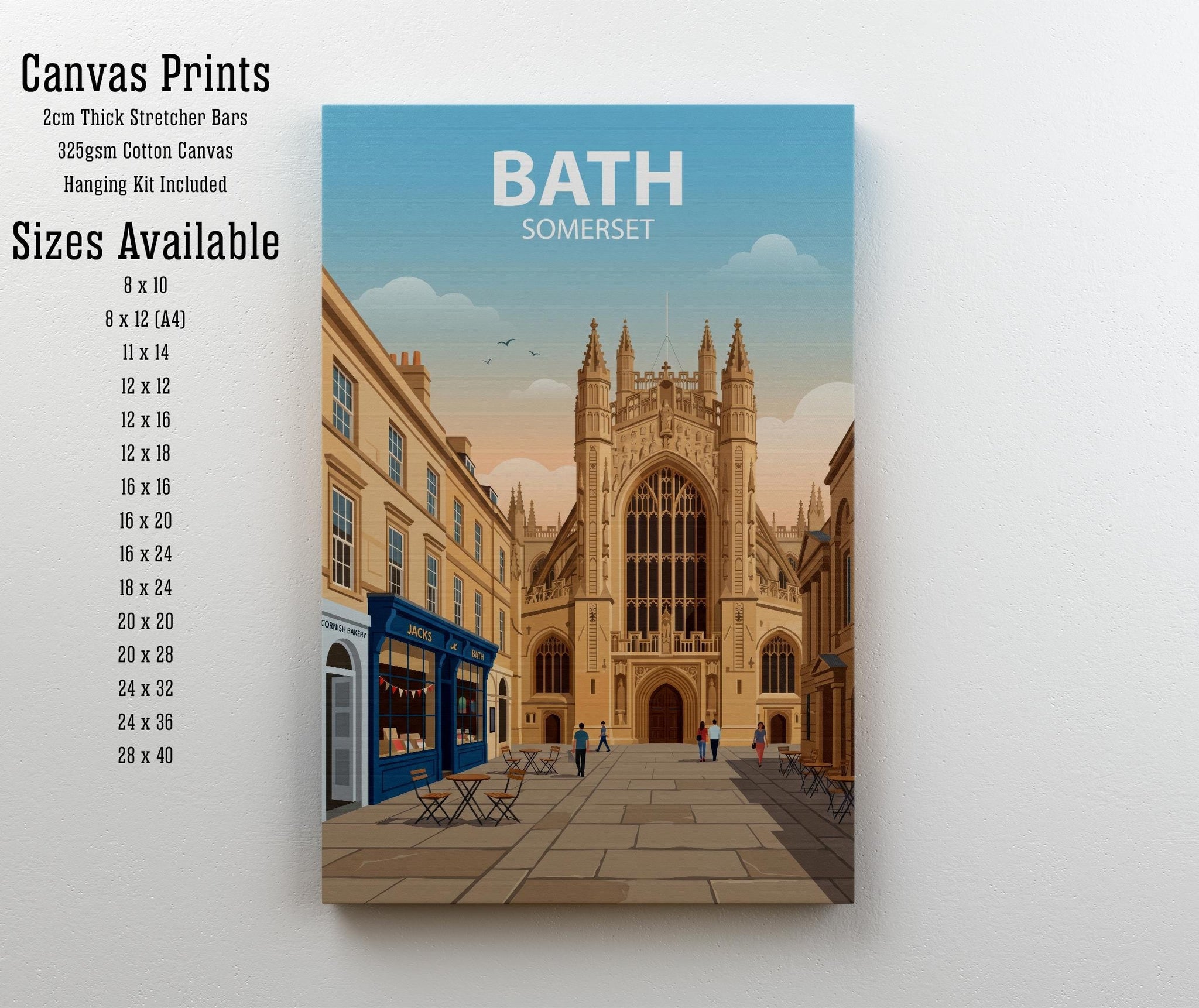 Bath Travel Poster Print England Wall Art City Architecture Landscape Decor Gift for UK Travel Lovers and Fans of Historic British Cities
