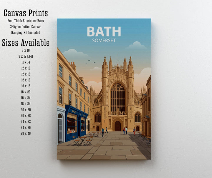 Bath Travel Poster Print England Wall Art City Architecture Landscape Decor Gift for UK Travel Lovers and Fans of Historic British Cities
