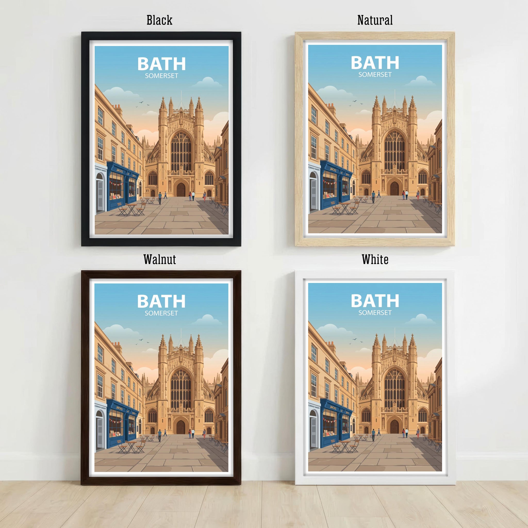 Bath Travel Poster Print England Wall Art City Architecture Landscape Decor Gift for UK Travel Lovers and Fans of Historic British Cities