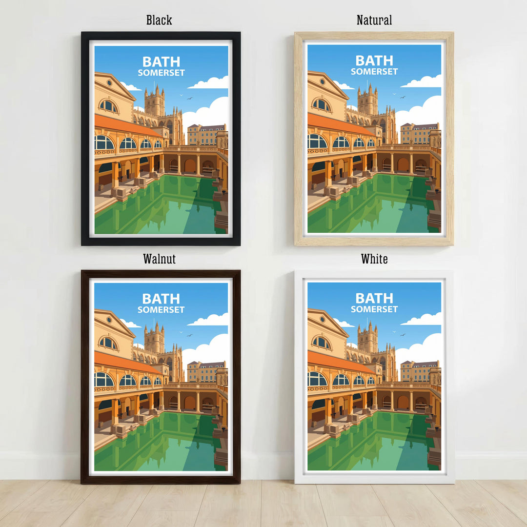 Bath Travel Poster Print England Wall Art City Architecture Landscape Decor Gift for UK Travel Lovers and Fans of Historic British Cities