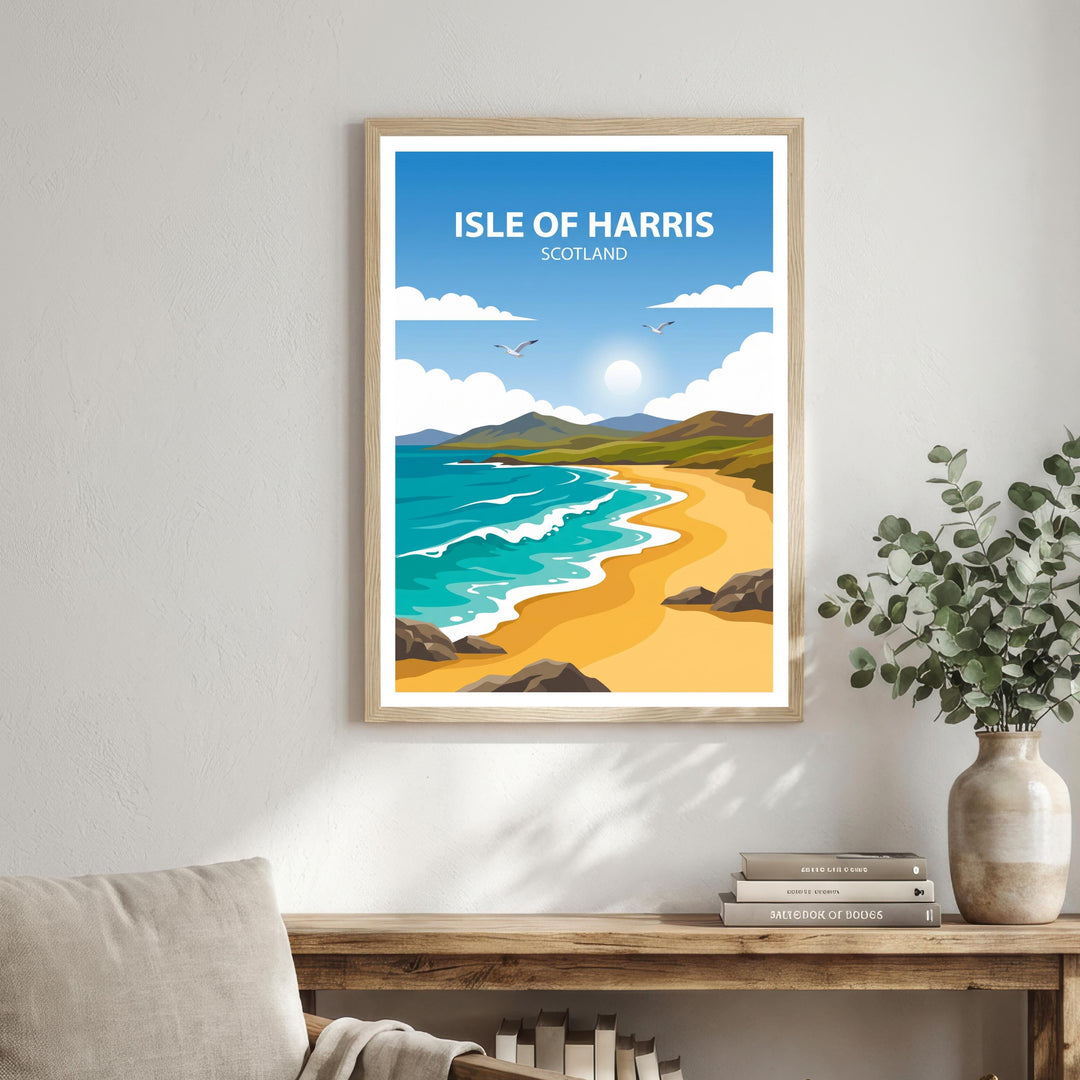 Isle of Harris Travel Poster Print Scotland Wall Art Coastal Island Landscape Decor Gift for UK Travel Lovers and Scenic Decor Fans