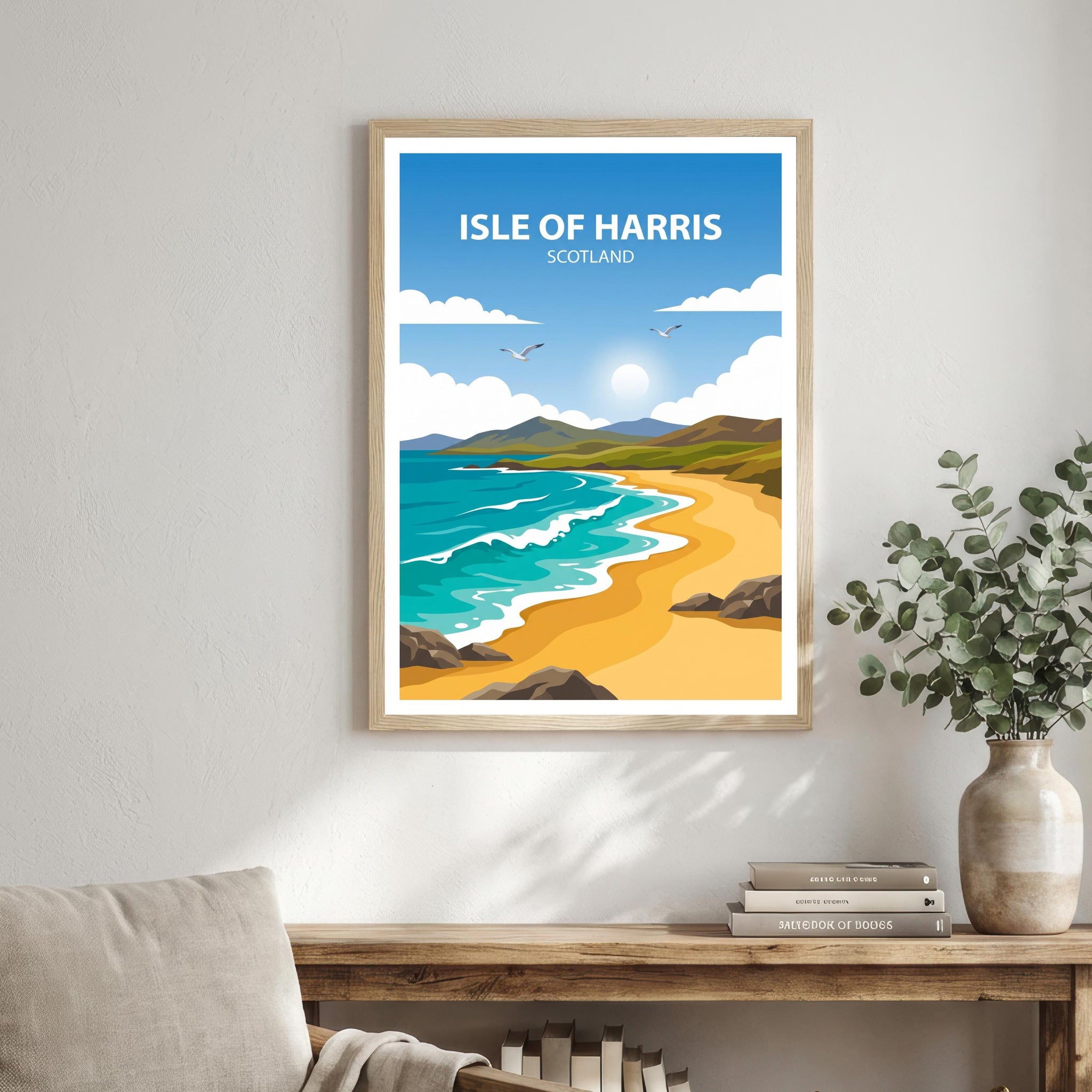 Isle of Harris Travel Poster Print Scotland Wall Art Coastal Island Landscape Decor Gift for UK Travel Lovers and Scenic Decor Fans