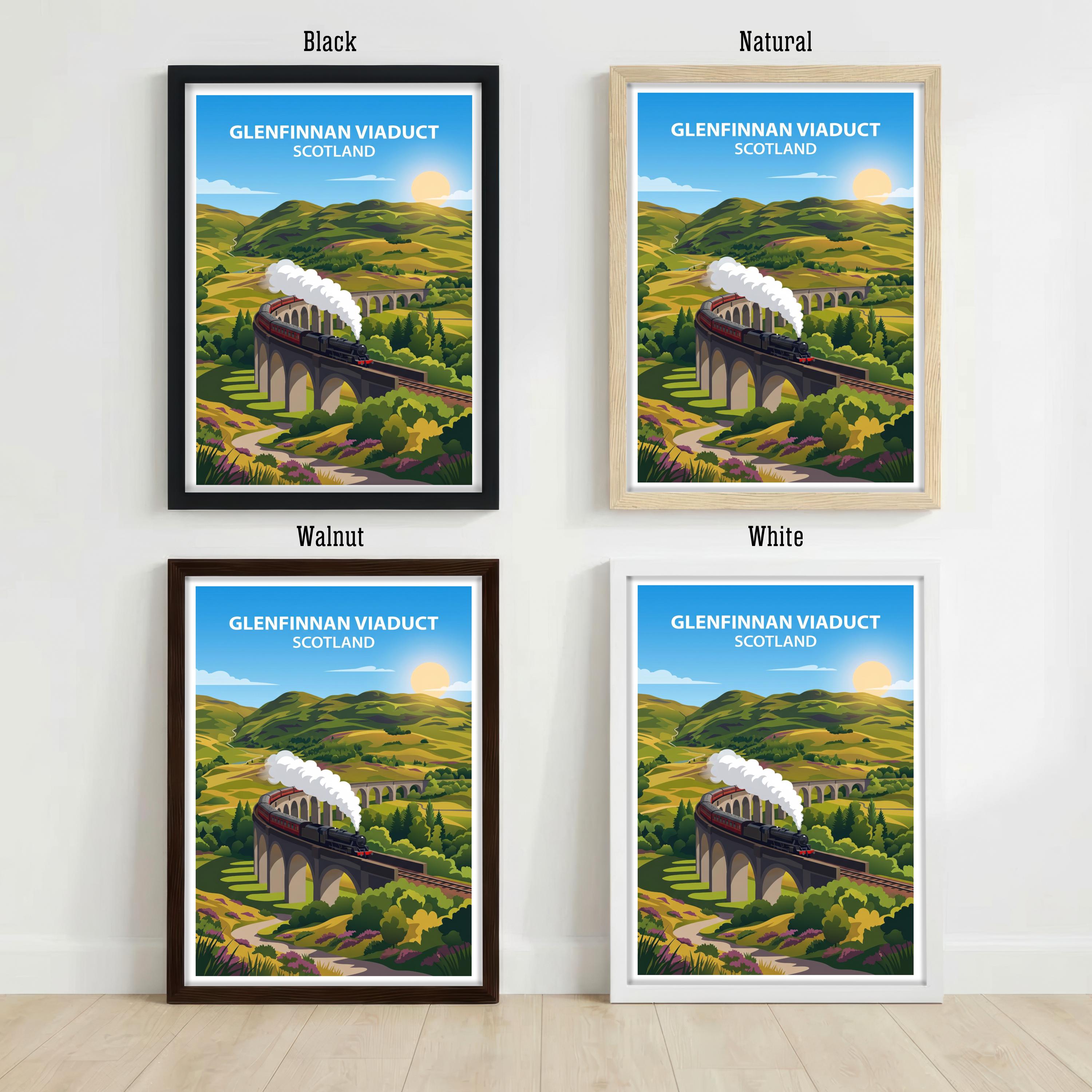 Glenfinnan Viaduct Travel Poster Print Scotland Wall Art Highland Landscape Decor Gift for UK Travel Lovers and Scenic Railway Fans