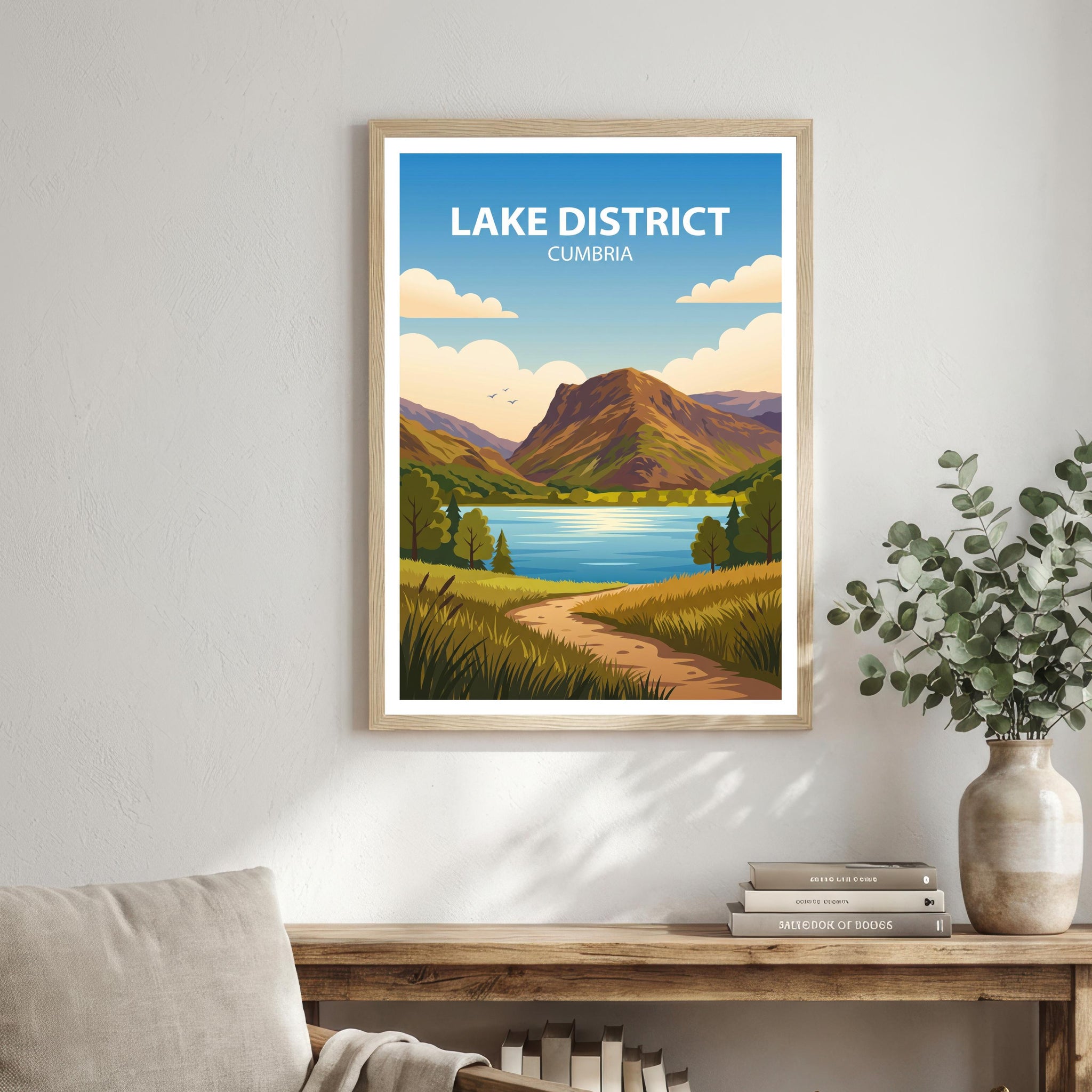 Lake District Cumbria Travel Poster Print: Scenic England Landscape Wall Art