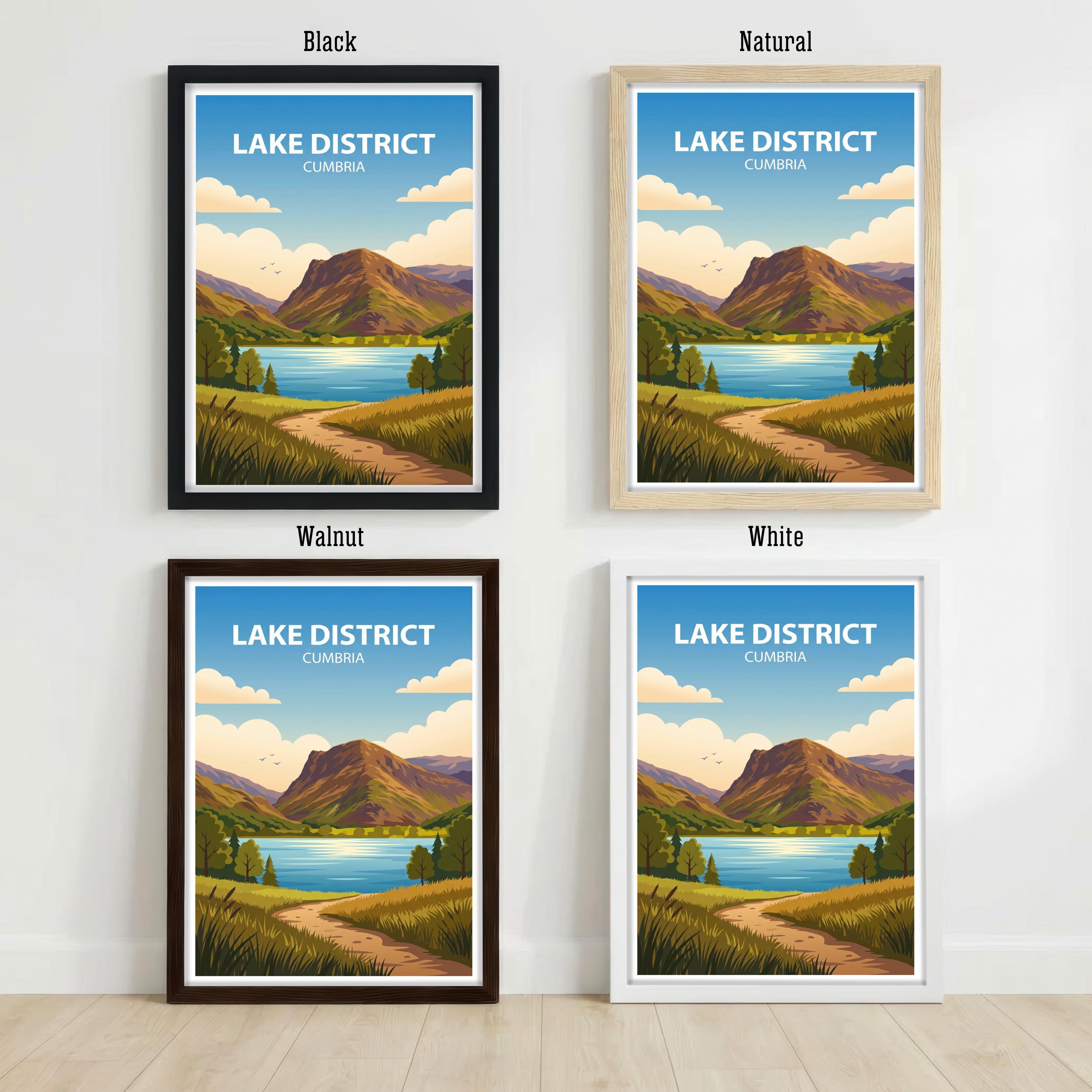 Lake District Cumbria Travel Poster Print: Scenic England Landscape Wall Art