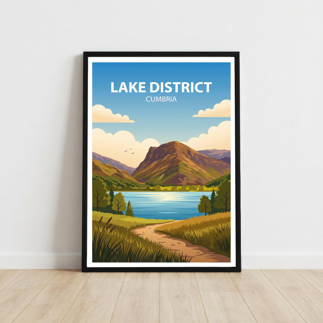 Lake District Cumbria Travel Poster Print: Scenic England Landscape Wall Art
