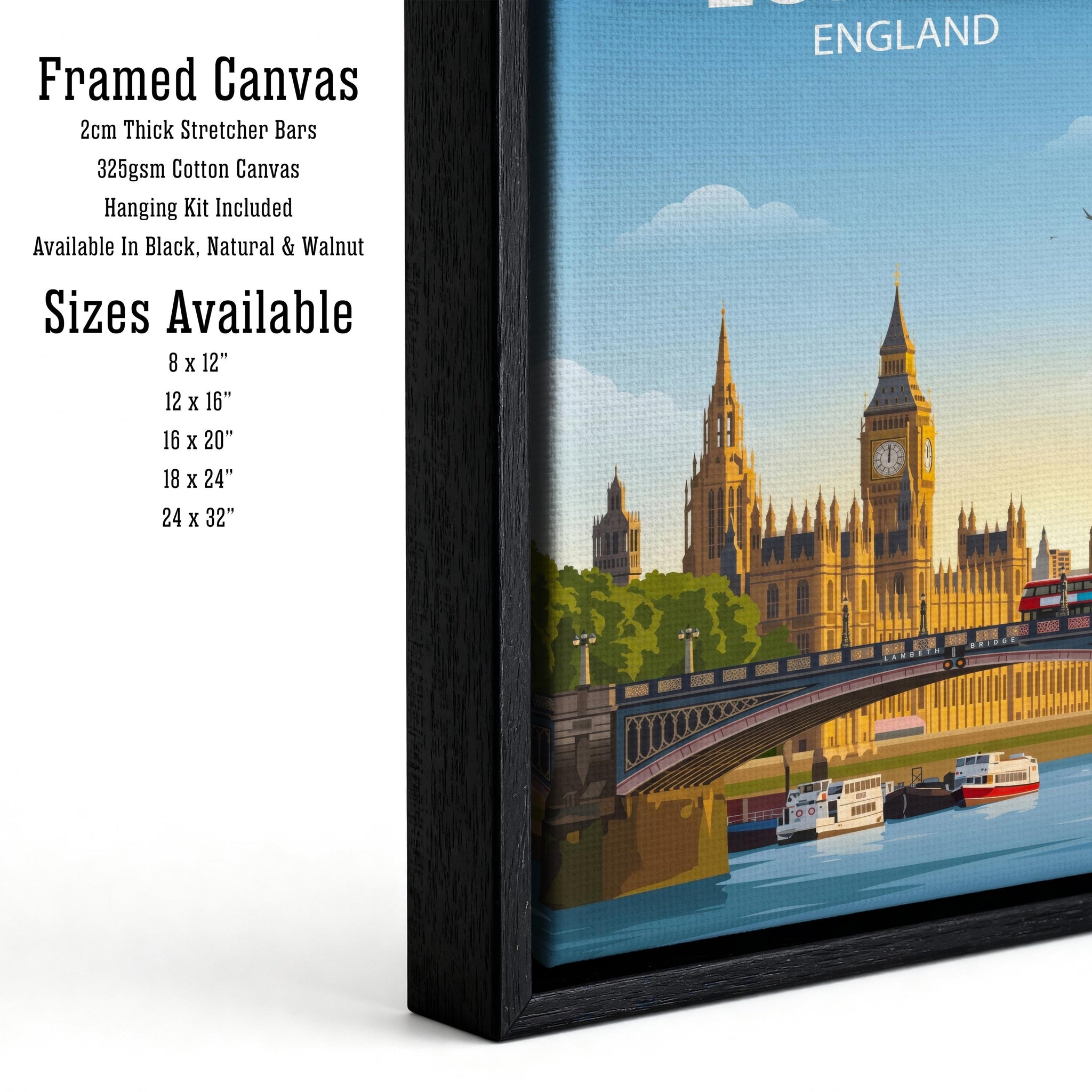 London England Skyline Travel Poster Print – Iconic Cityscape Wall Art