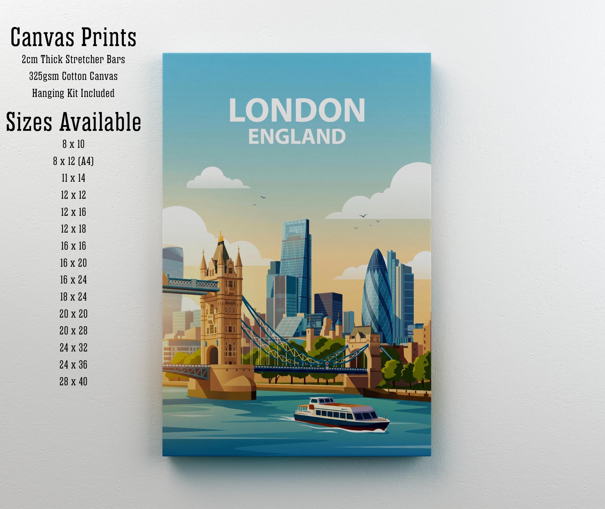 London England Skyline Travel Poster Print: Iconic Cityscape Wall Art