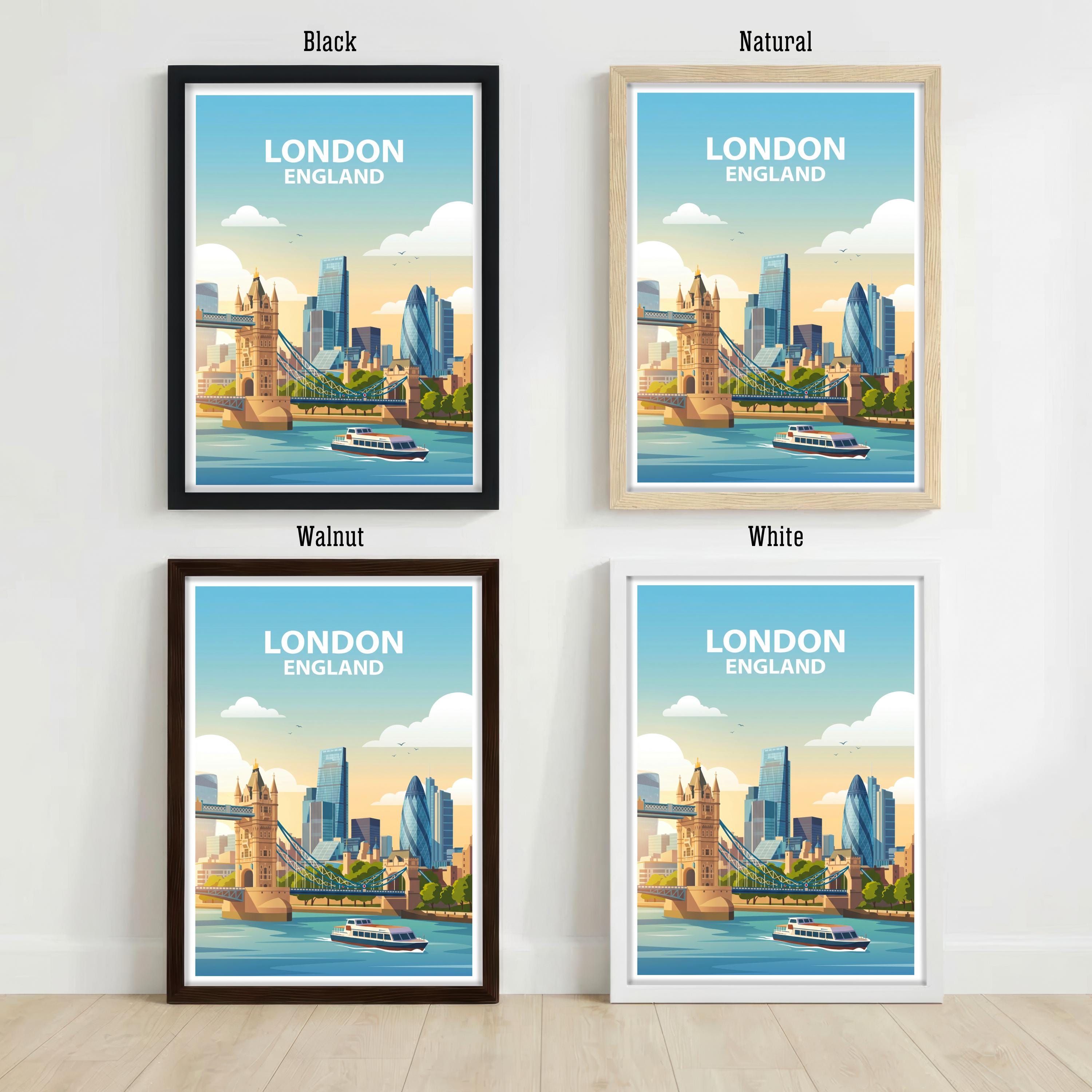 London England Skyline Travel Poster Print: Iconic Cityscape Wall Art