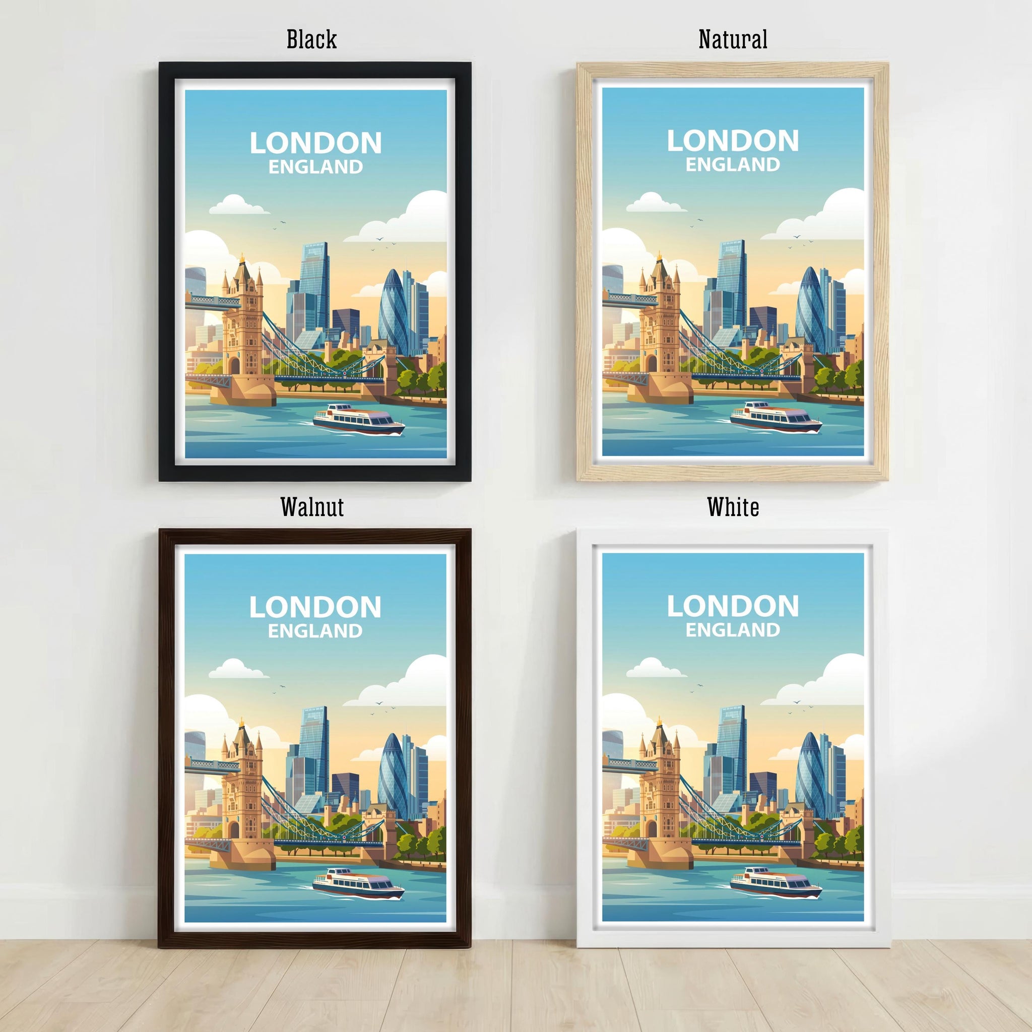 London England Skyline Travel Poster Print: Iconic Cityscape Wall Art