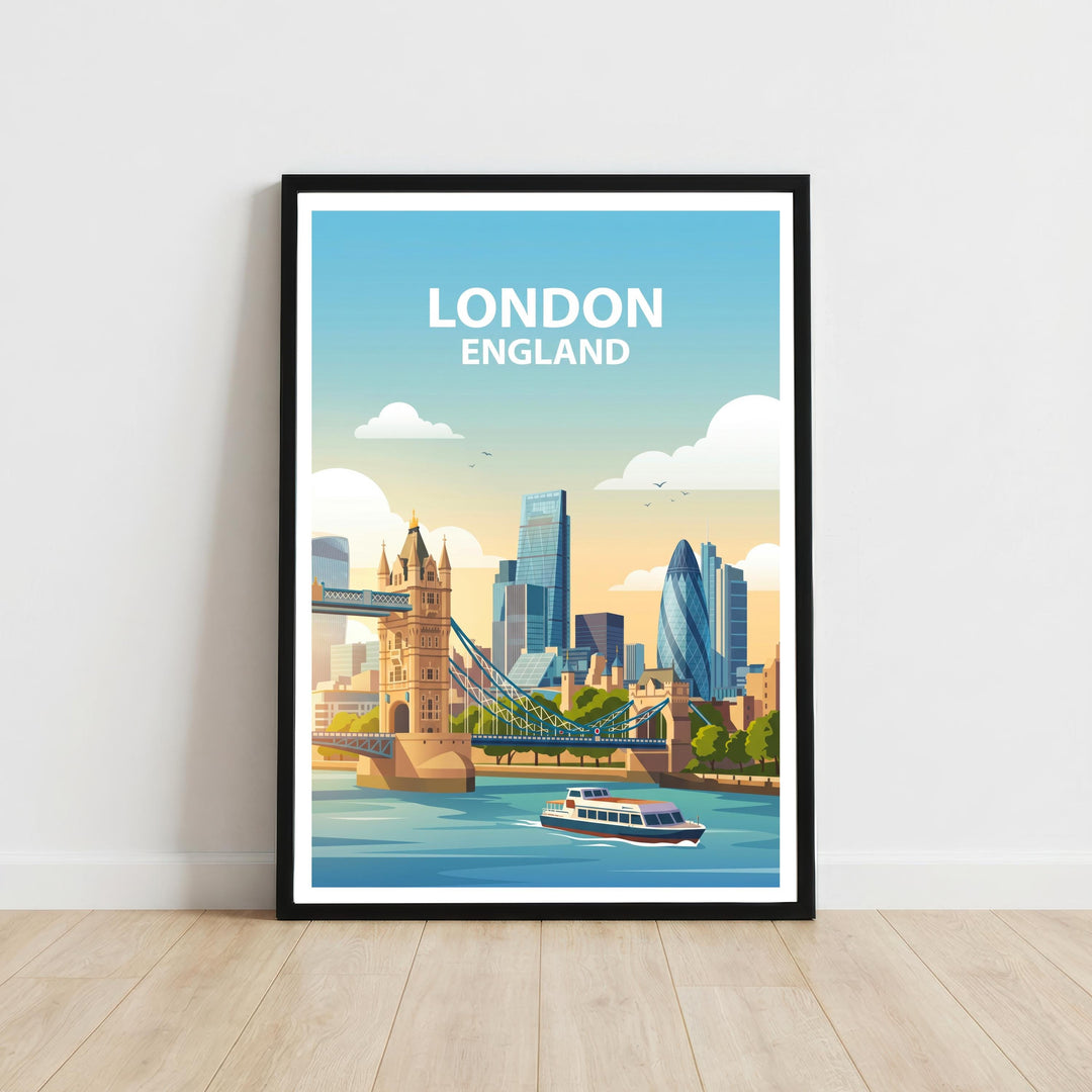 London England Skyline Travel Poster Print: Iconic Cityscape Wall Art