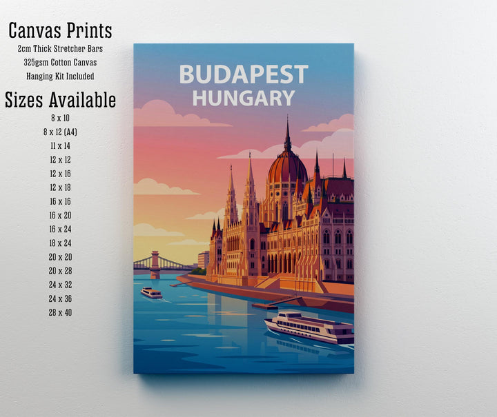 Budapest Travel Poster Print Hungary Wall Art City Skyline Landscape Decor Gift for Europe Travel Lovers and Scenic Architecture Fans