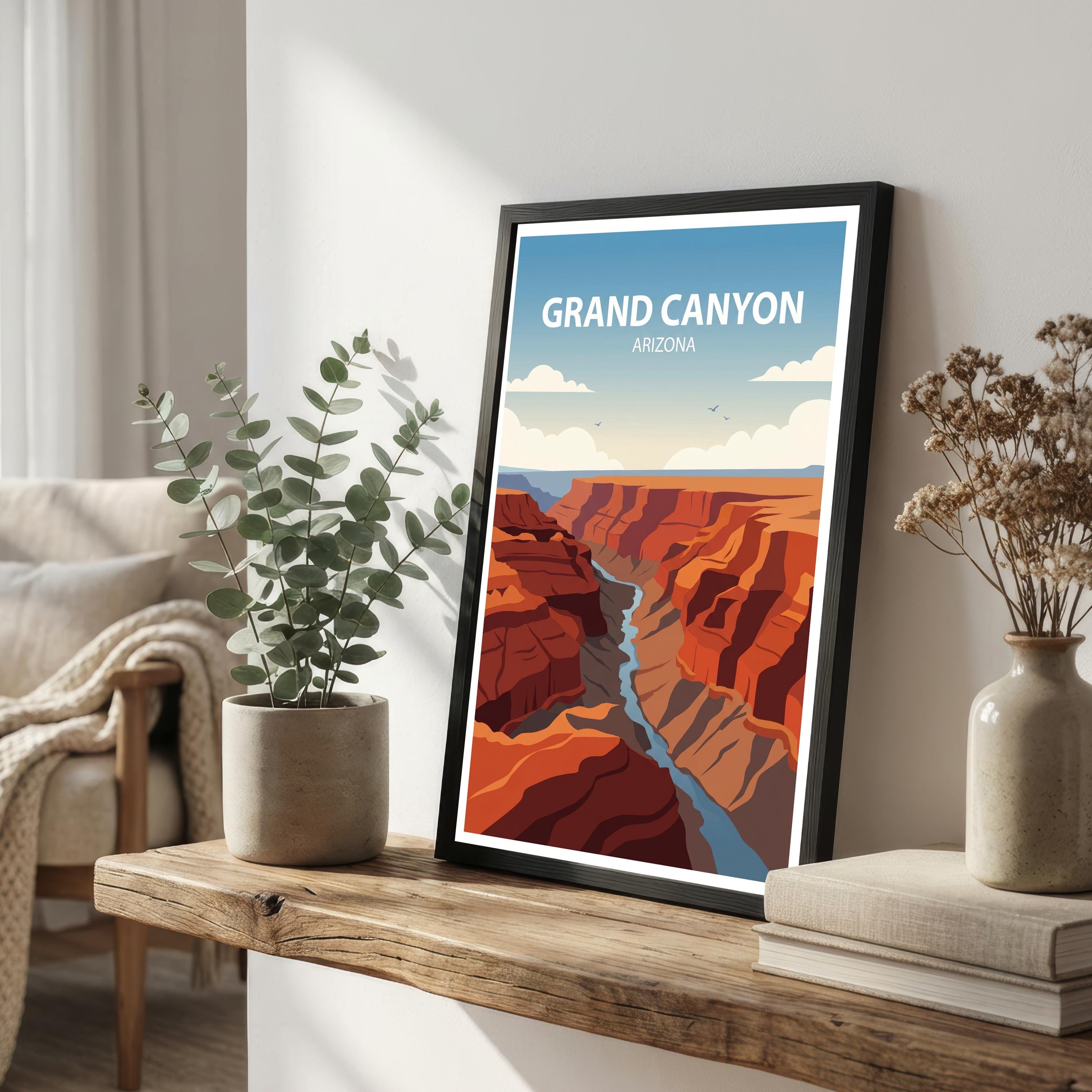 Grand Canyon Travel Poster Print USA Wall Art Desert Landscape Decor Gift for Travel Lovers and Fans of Scenic American National Parks