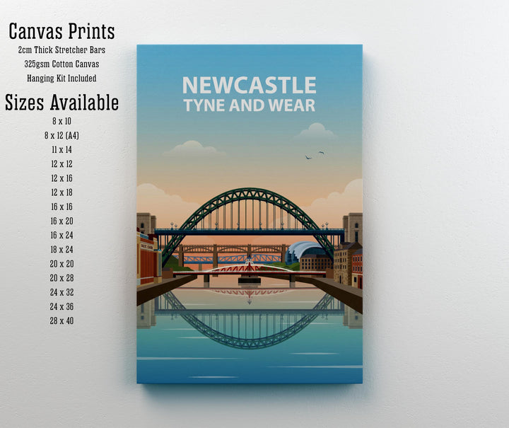 Newcastle Travel Poster Print England Wall Art City Skyline Landscape Decor Gift for UK Travel Lovers and Fans of Scenic Urban Architecture