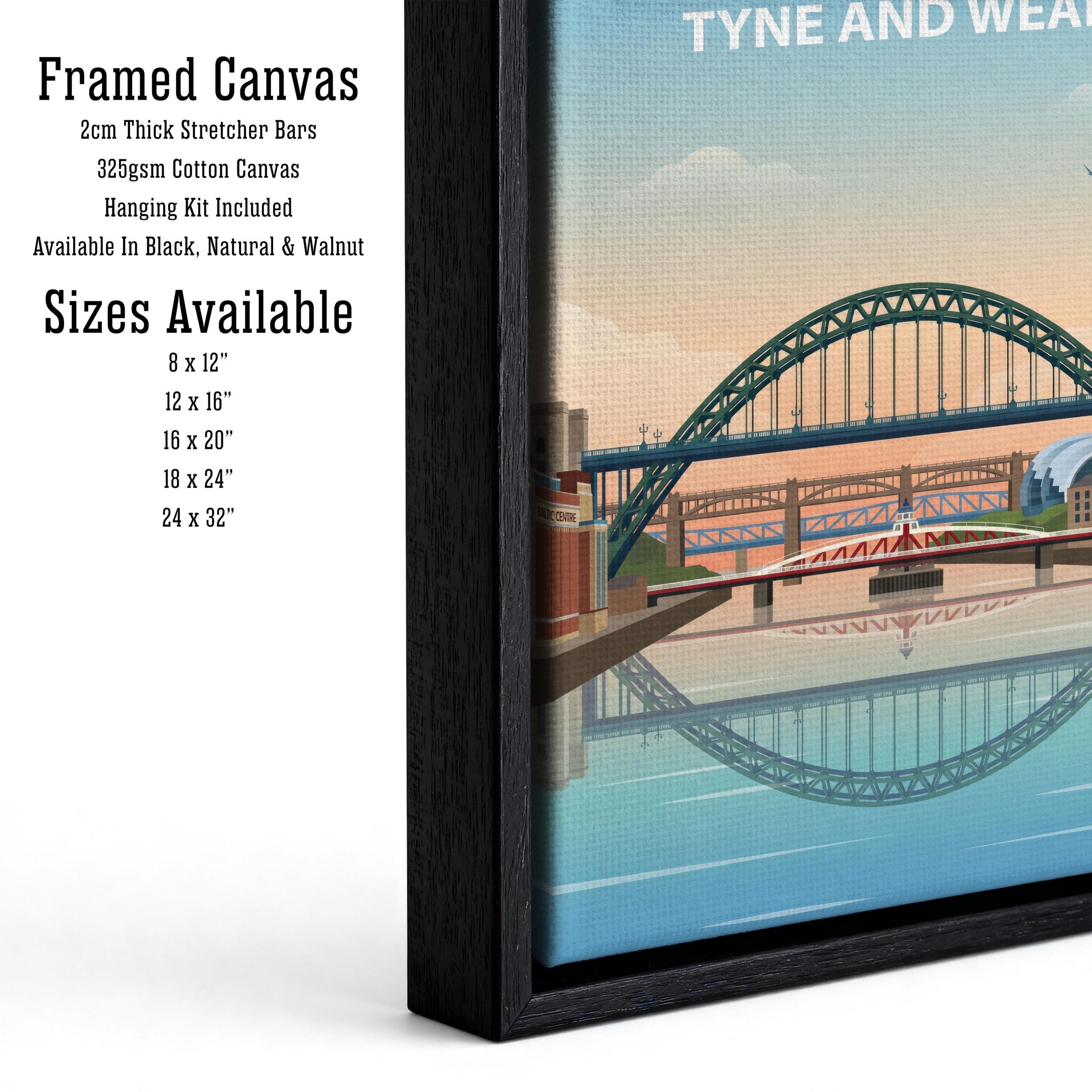 Newcastle Travel Poster Print England Wall Art City Skyline Landscape Decor Gift for UK Travel Lovers and Fans of Scenic Urban Architecture