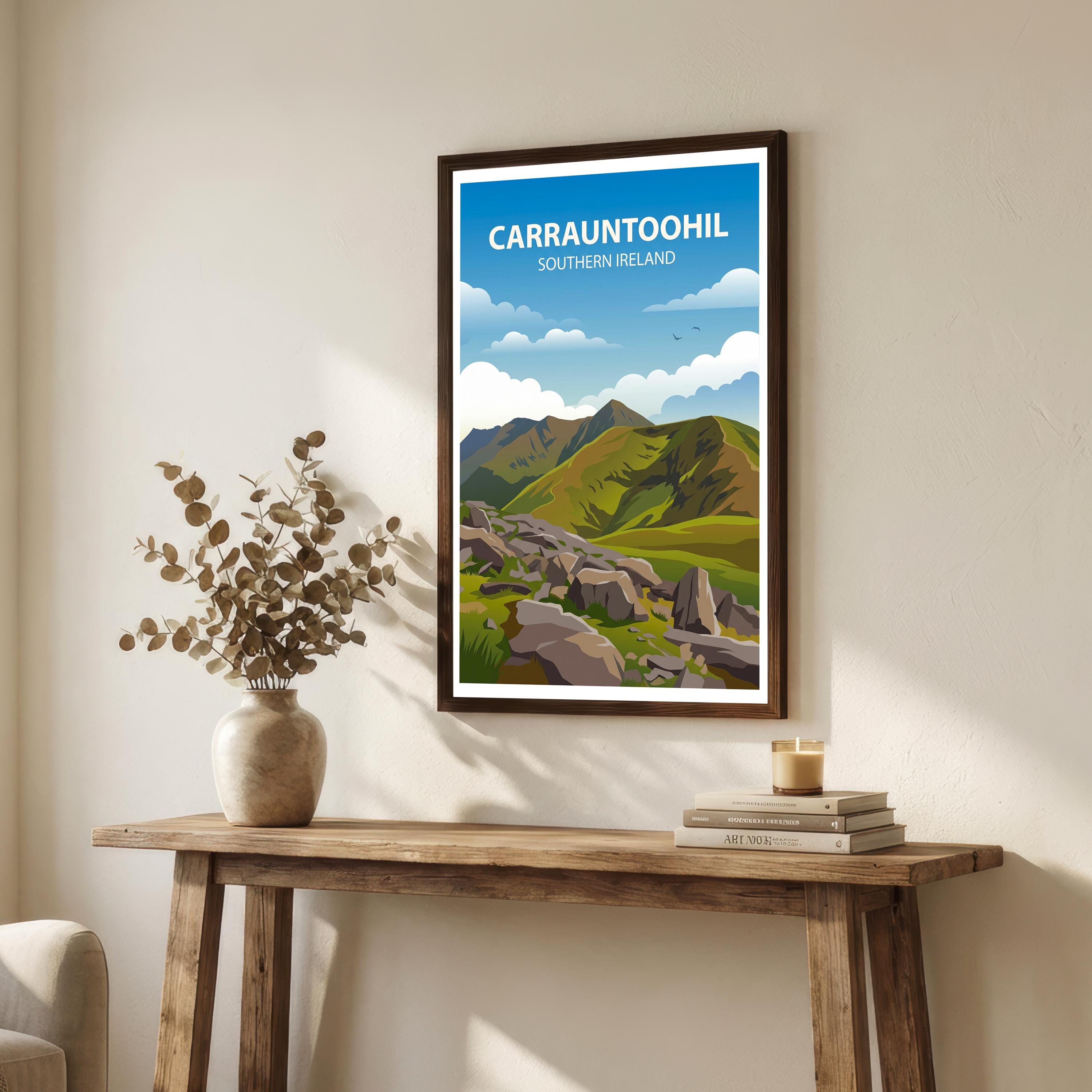 Carrauntoohil Travel Poster Print Ireland Wall Art Mountain Landscape Decor Gift for Travel Lovers and Fans of Scenic Irish Nature
