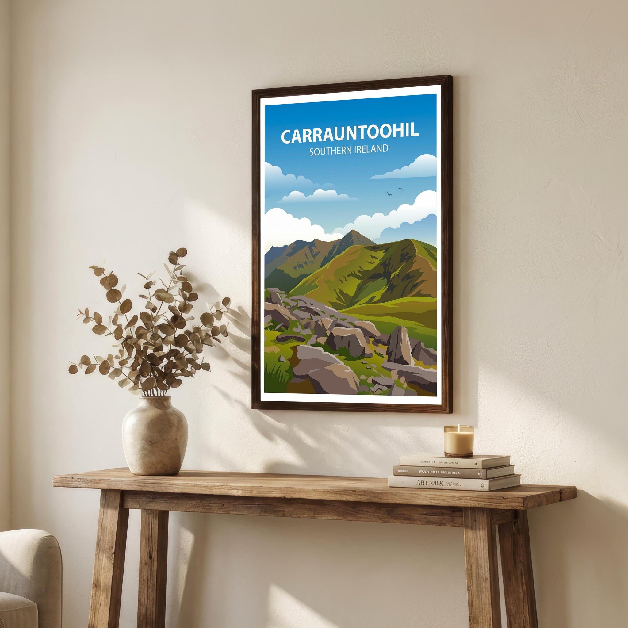 Carrauntoohil Travel Poster Print Ireland Wall Art Mountain Landscape Decor Gift for Travel Lovers and Fans of Scenic Irish Nature
