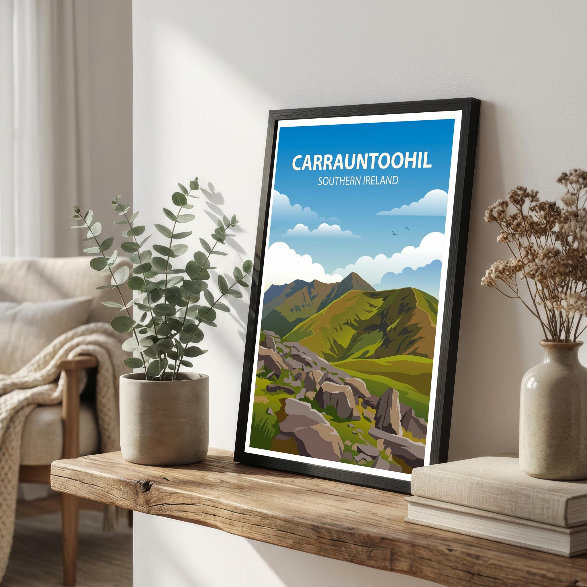 Carrauntoohil Travel Poster Print Ireland Wall Art Mountain Landscape Decor Gift for Travel Lovers and Fans of Scenic Irish Nature