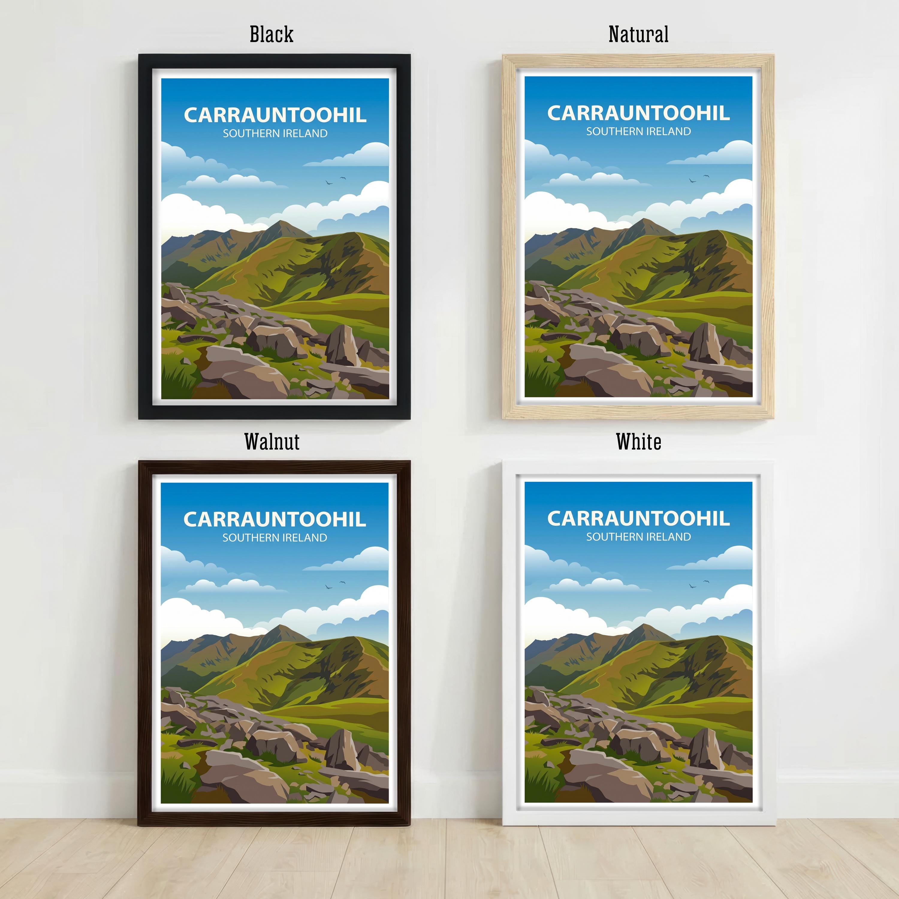 Carrauntoohil Travel Poster Print Ireland Wall Art Mountain Landscape Decor Gift for Travel Lovers and Fans of Scenic Irish Nature