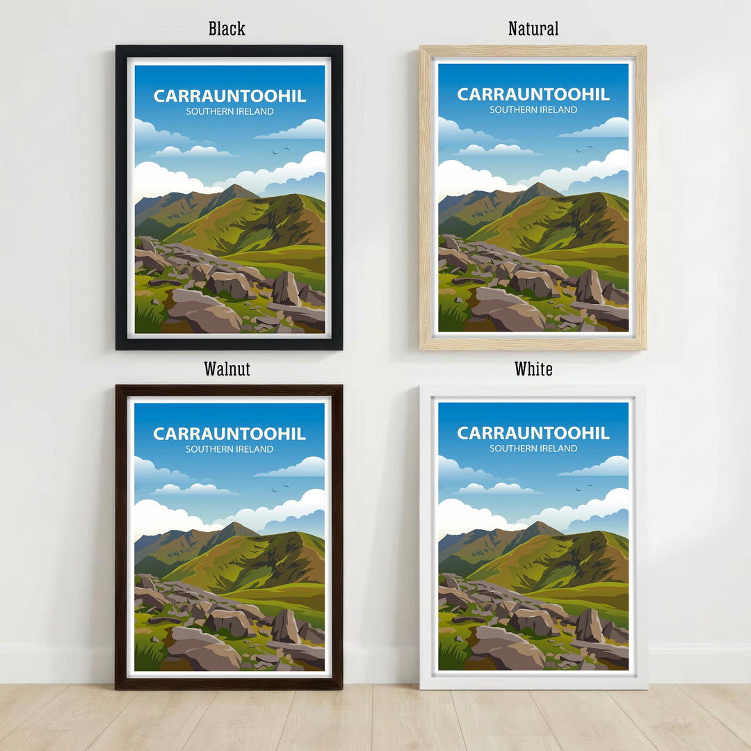 Carrauntoohil Travel Poster Print Ireland Wall Art Mountain Landscape Decor Gift for Travel Lovers and Fans of Scenic Irish Nature