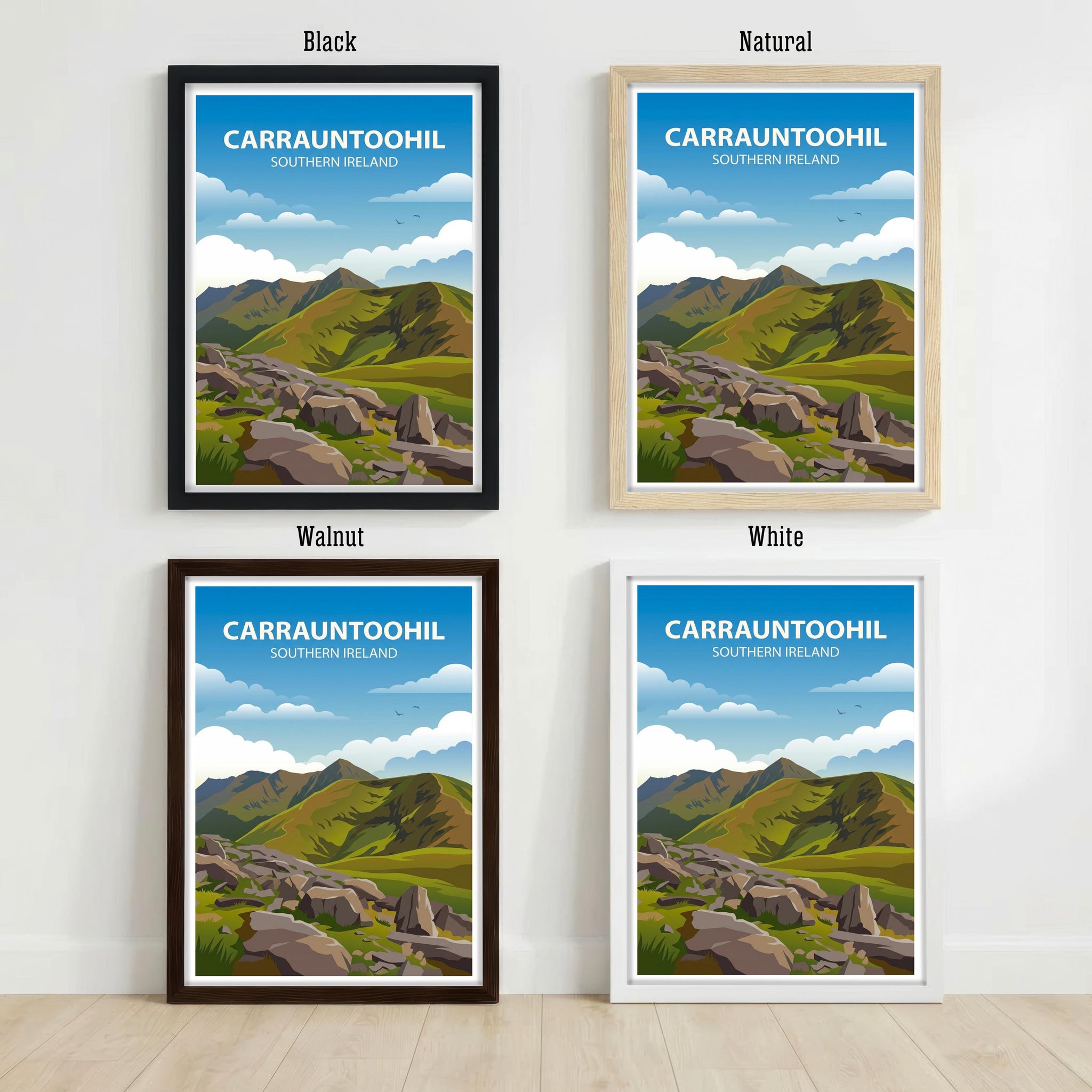 Carrauntoohil Travel Poster Print Ireland Wall Art Mountain Landscape Decor Gift for Travel Lovers and Fans of Scenic Irish Nature