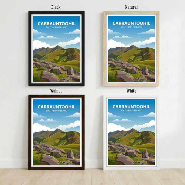 Carrauntoohil Travel Poster Print Ireland Wall Art Mountain Landscape Decor Gift for Travel Lovers and Fans of Scenic Irish Nature
