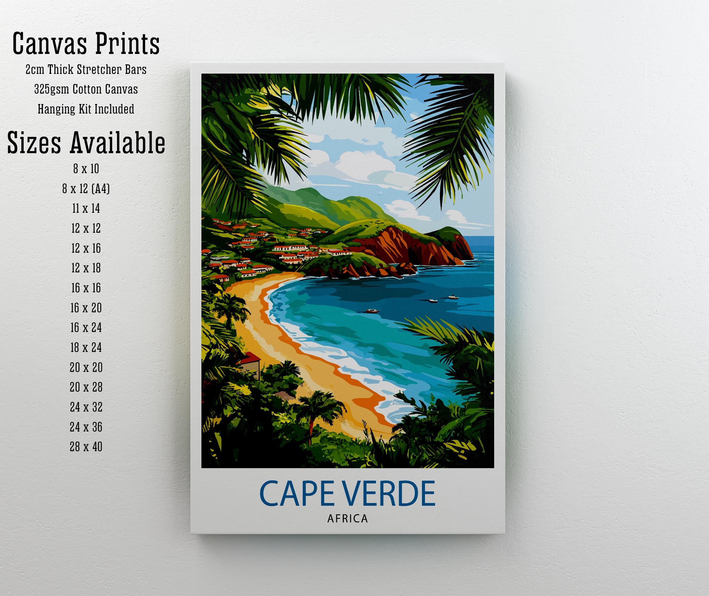 Cape Verde Travel Poster Print Wall Art Tropical Island Landscape Decor Gift for Travel Lovers and Fans of Scenic Atlantic Coastal Views