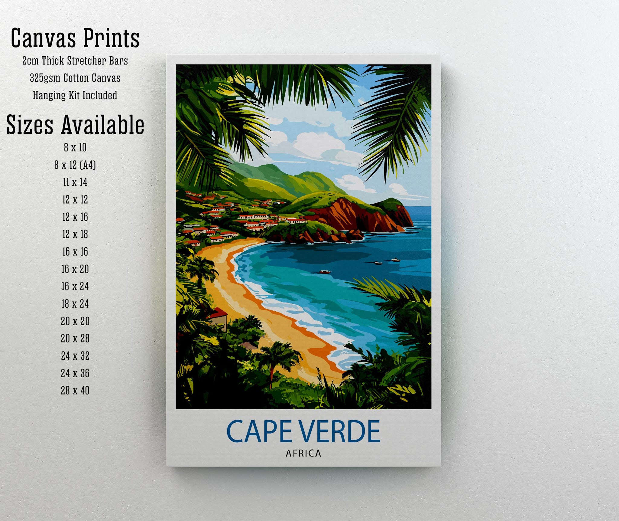 Cape Verde Travel Poster Print Wall Art Tropical Island Landscape Decor Gift for Travel Lovers and Fans of Scenic Atlantic Coastal Views