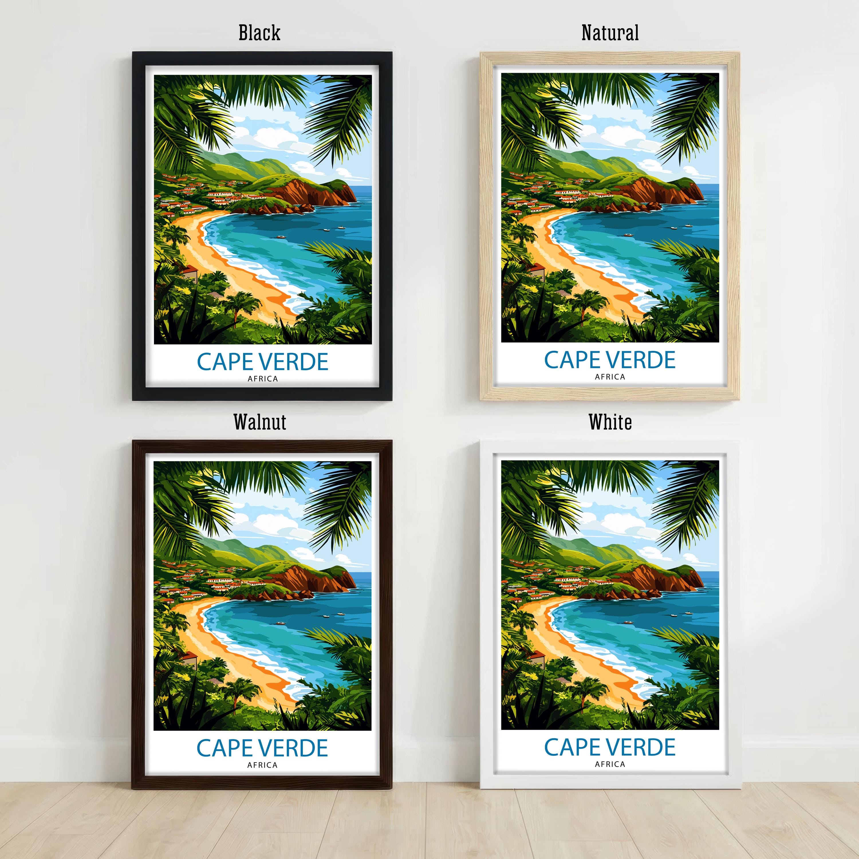 Cape Verde Travel Poster Print Wall Art Tropical Island Landscape Decor Gift for Travel Lovers and Fans of Scenic Atlantic Coastal Views