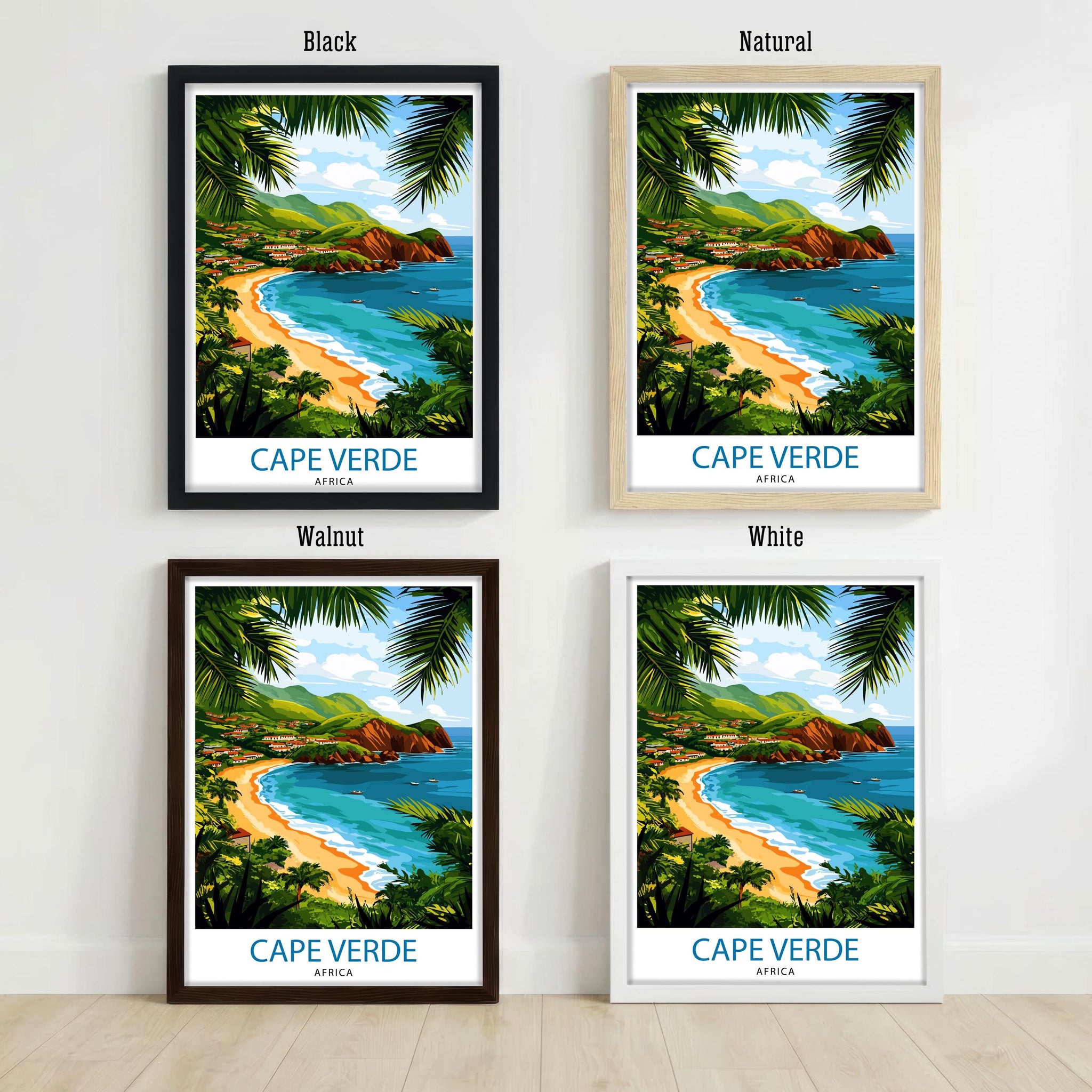 Cape Verde Travel Poster Print Wall Art Tropical Island Landscape Decor Gift for Travel Lovers and Fans of Scenic Atlantic Coastal Views