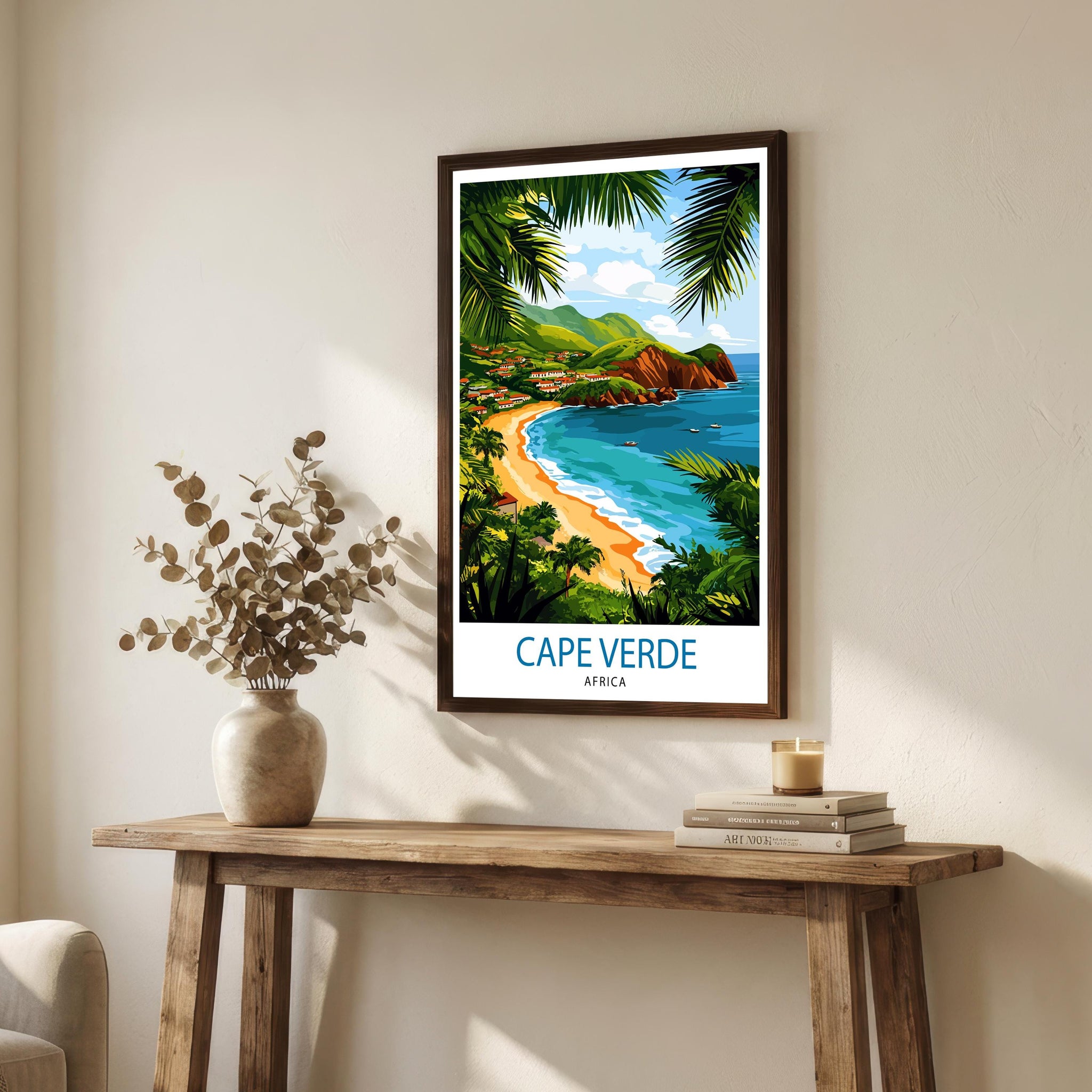 Cape Verde Travel Poster Print Wall Art Tropical Island Landscape Decor Gift for Travel Lovers and Fans of Scenic Atlantic Coastal Views