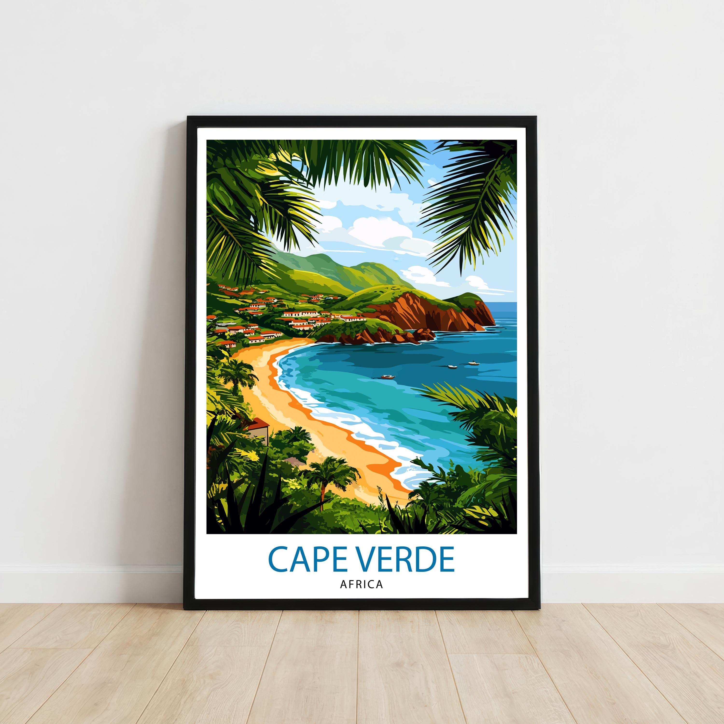 Cape Verde Travel Poster Print Wall Art Tropical Island Landscape Decor Gift for Travel Lovers and Fans of Scenic Atlantic Coastal Views