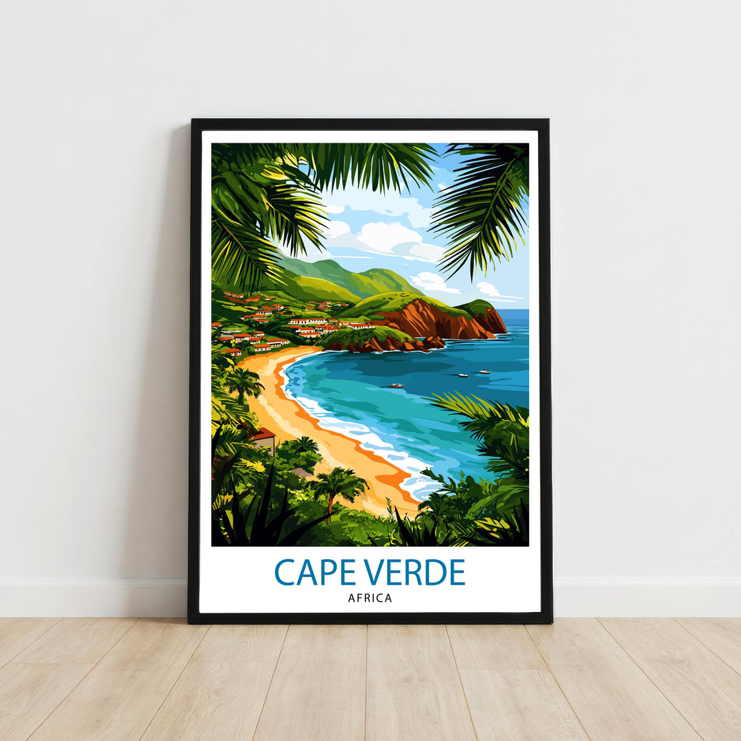Cape Verde Travel Poster Print Wall Art Tropical Island Landscape Decor Gift for Travel Lovers and Fans of Scenic Atlantic Coastal Views