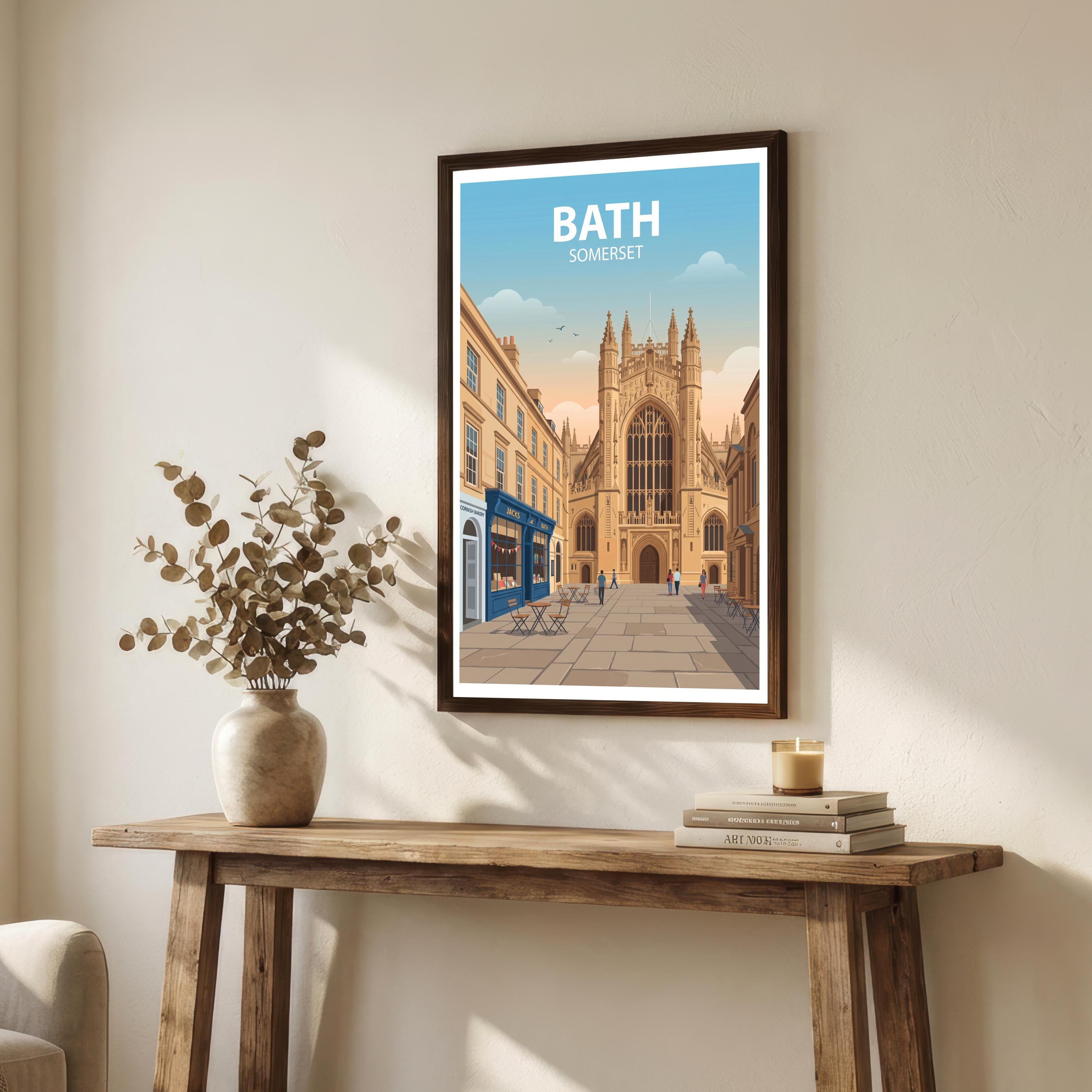 Bath Travel Poster Print England Wall Art City Architecture Landscape Decor Gift for UK Travel Lovers and Fans of Historic British Cities