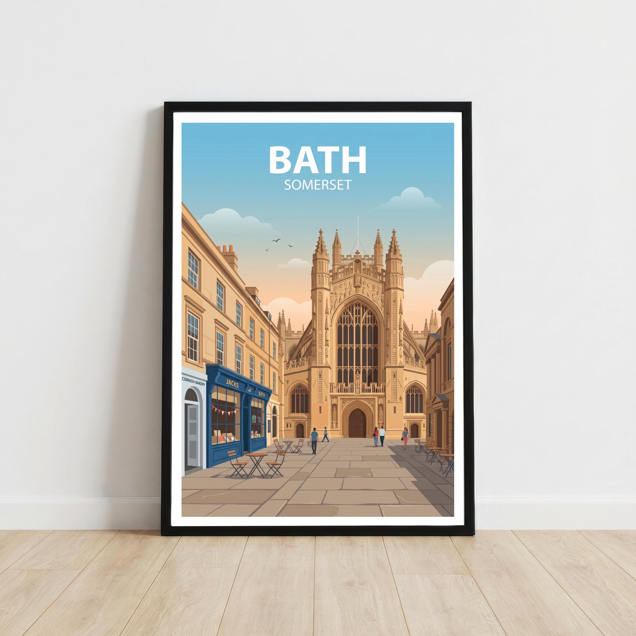 Bath Travel Poster Print England Wall Art City Architecture Landscape Decor Gift for UK Travel Lovers and Fans of Historic British Cities
