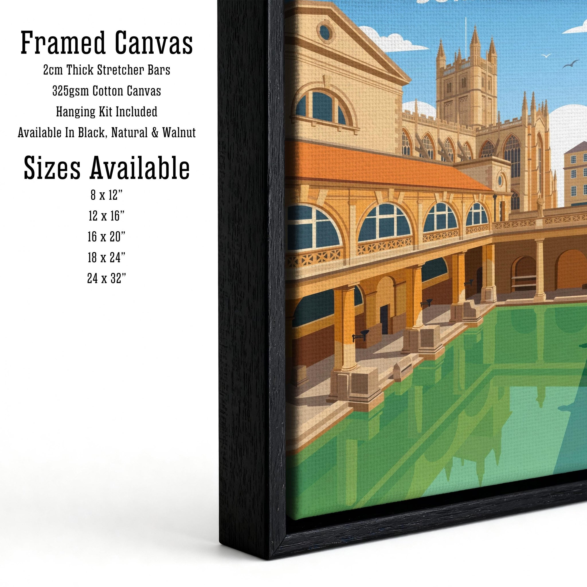 Bath Travel Poster Print England Wall Art City Architecture Landscape Decor Gift for UK Travel Lovers and Fans of Historic British Cities