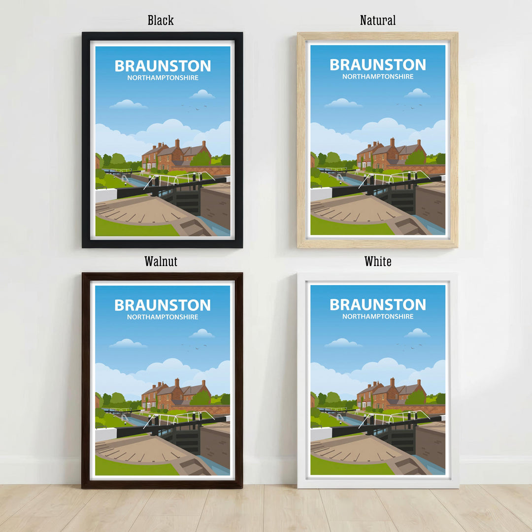 Braunston UK Travel Poster Print England Wall Art Village Canal Landscape Decor Gift for UK Travel Lovers and Fans of Scenic Countryside