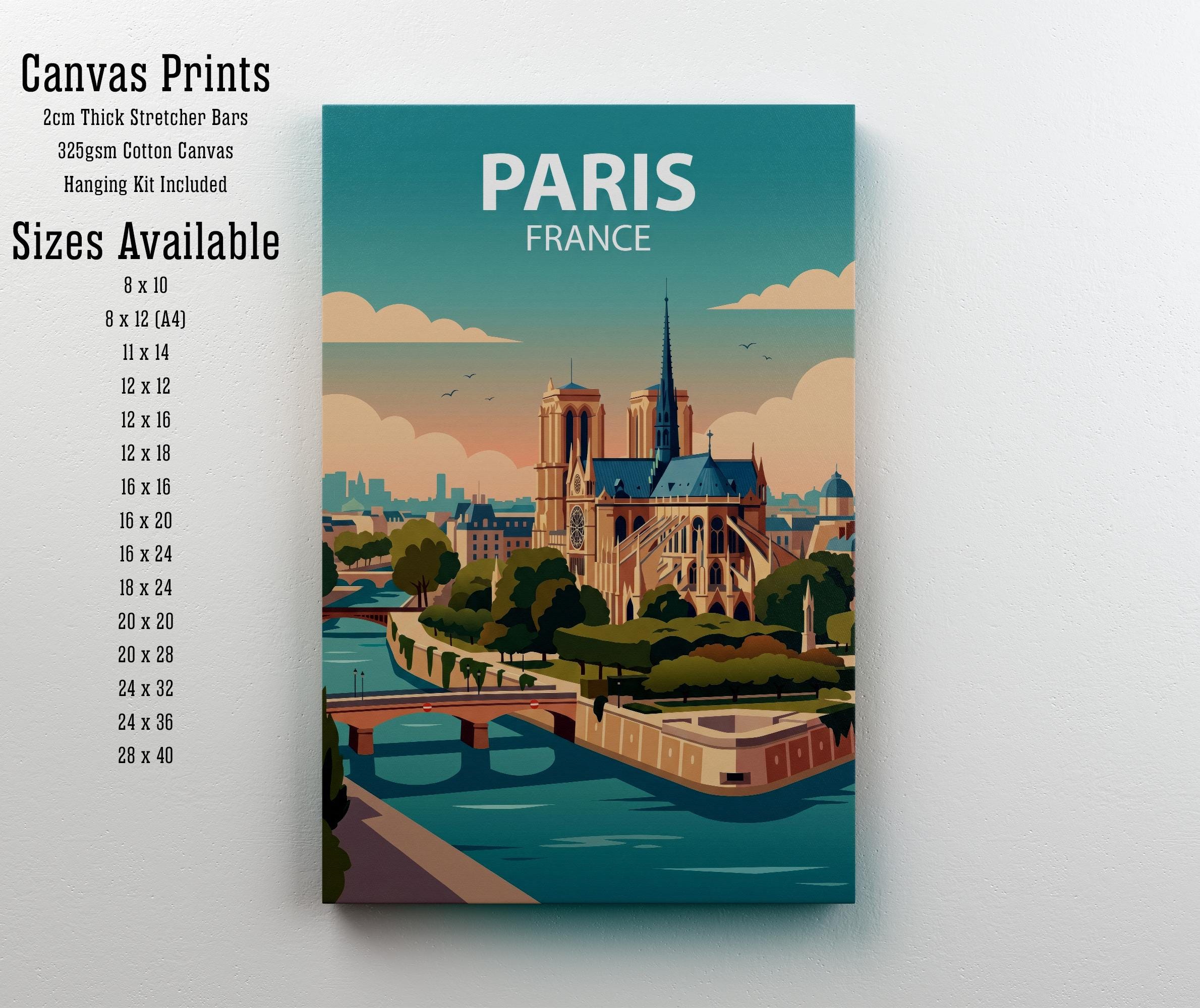 Paris France Travel Poster Print Wall Art City Skyline Landscape Decor Gift for Europe Travel Lovers and Fans of Scenic French Architecture