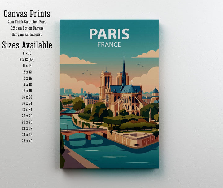 Paris France Travel Poster Print Wall Art City Skyline Landscape Decor Gift for Europe Travel Lovers and Fans of Scenic French Architecture