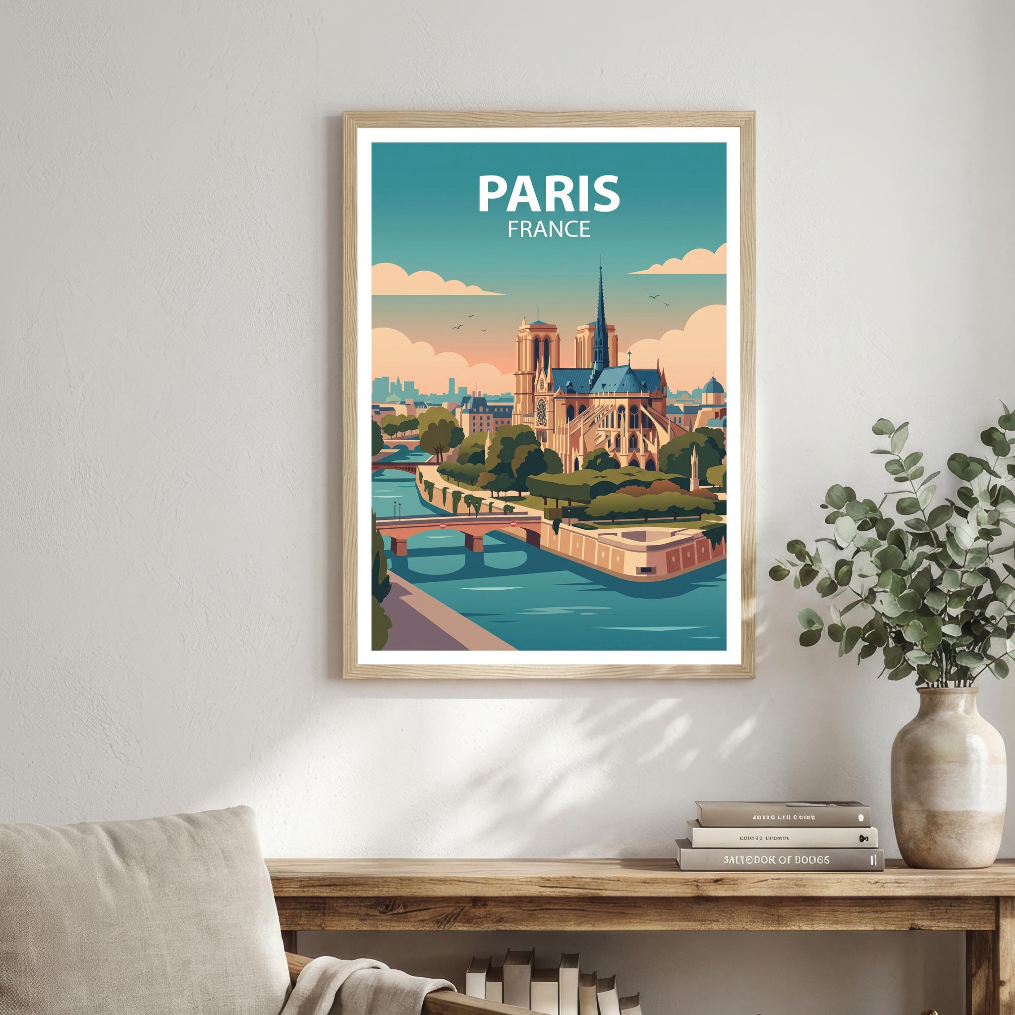 Paris France Travel Poster Print Wall Art City Skyline Landscape Decor Gift for Europe Travel Lovers and Fans of Scenic French Architecture