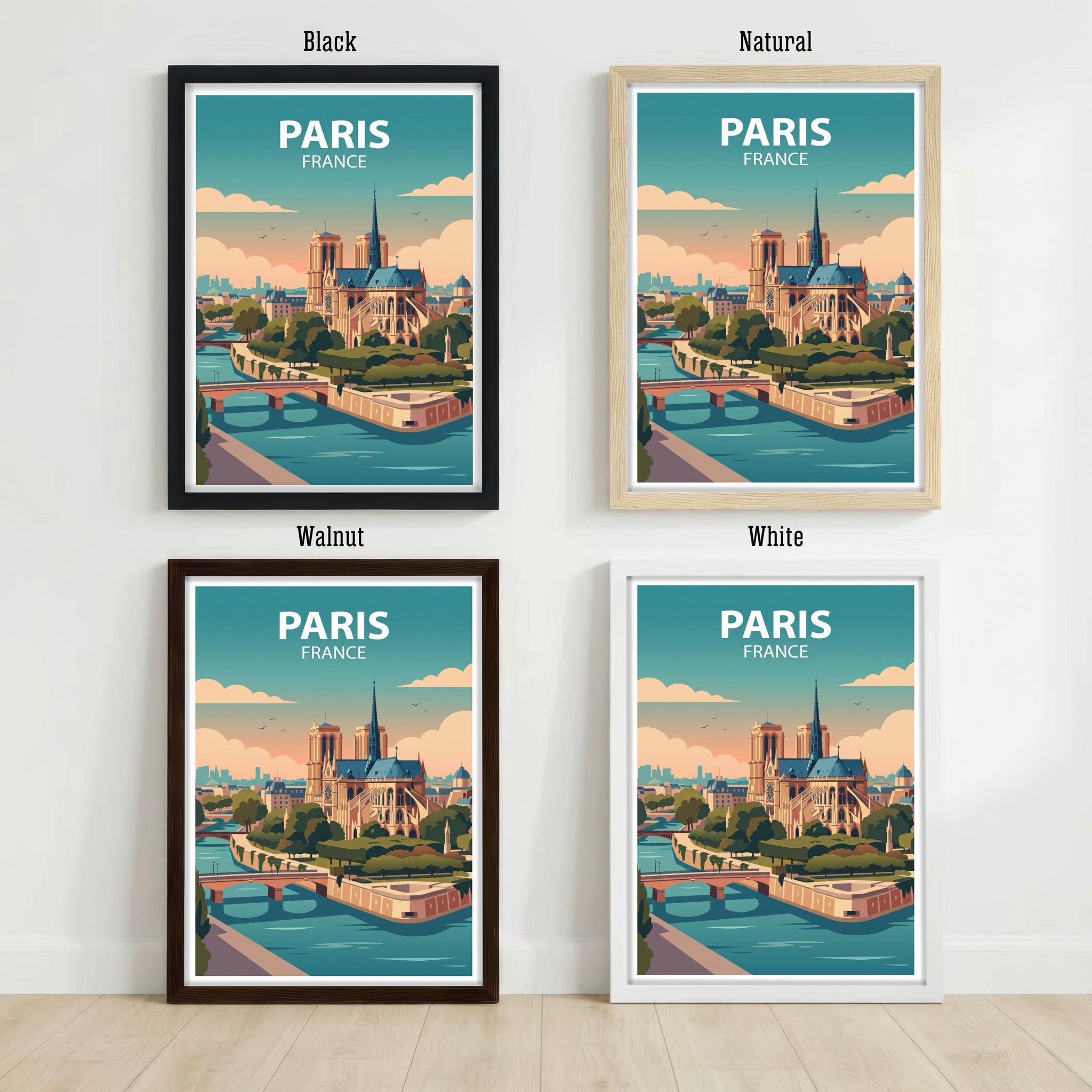 Paris France Travel Poster Print Wall Art City Skyline Landscape Decor Gift for Europe Travel Lovers and Fans of Scenic French Architecture