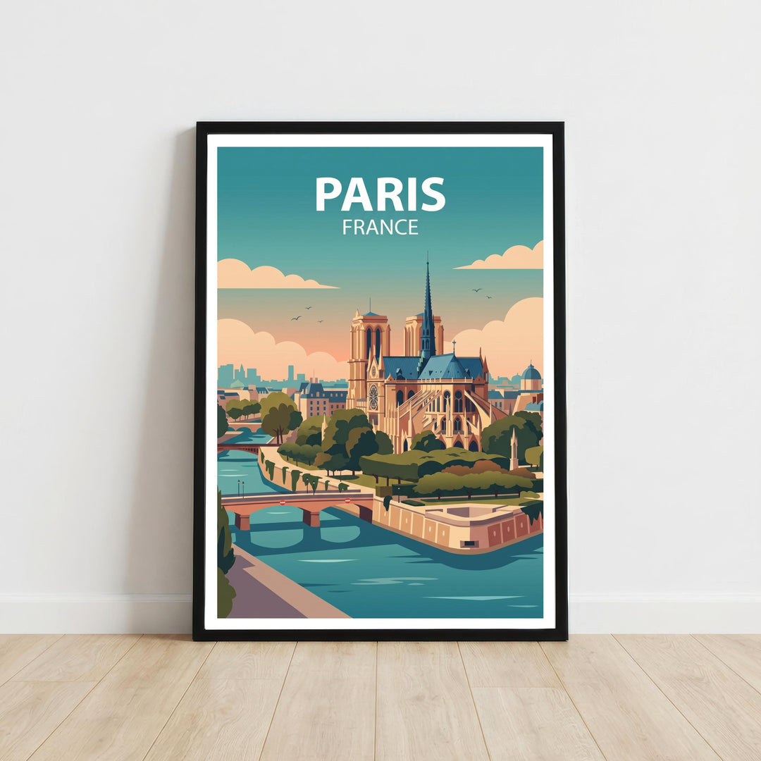 Paris France Travel Poster Print Wall Art City Skyline Landscape Decor Gift for Europe Travel Lovers and Fans of Scenic French Architecture