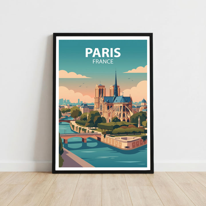 Paris France Travel Poster Print Wall Art City Skyline Landscape Decor Gift for Europe Travel Lovers and Fans of Scenic French Architecture