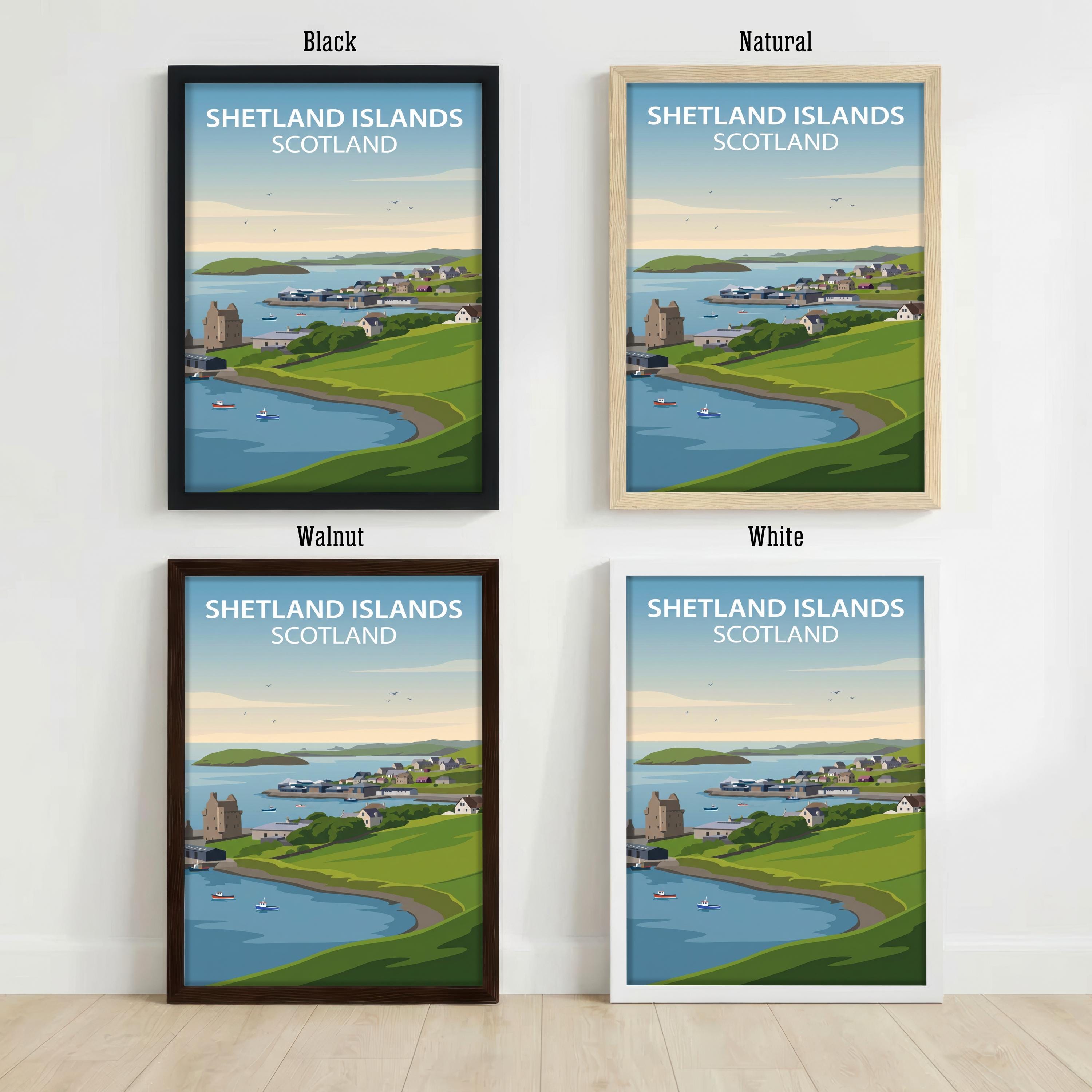 Shetland Islands Watercolour Painting Poster Scotland Wall Art Coastal Landscape Print Gift for UK Travel Lovers and Scenic Decor Fans