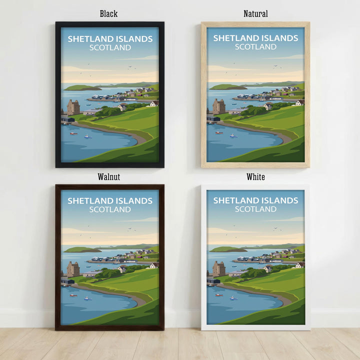 Shetland Islands Watercolour Painting Poster Scotland Wall Art Coastal Landscape Print Gift for UK Travel Lovers and Scenic Decor Fans