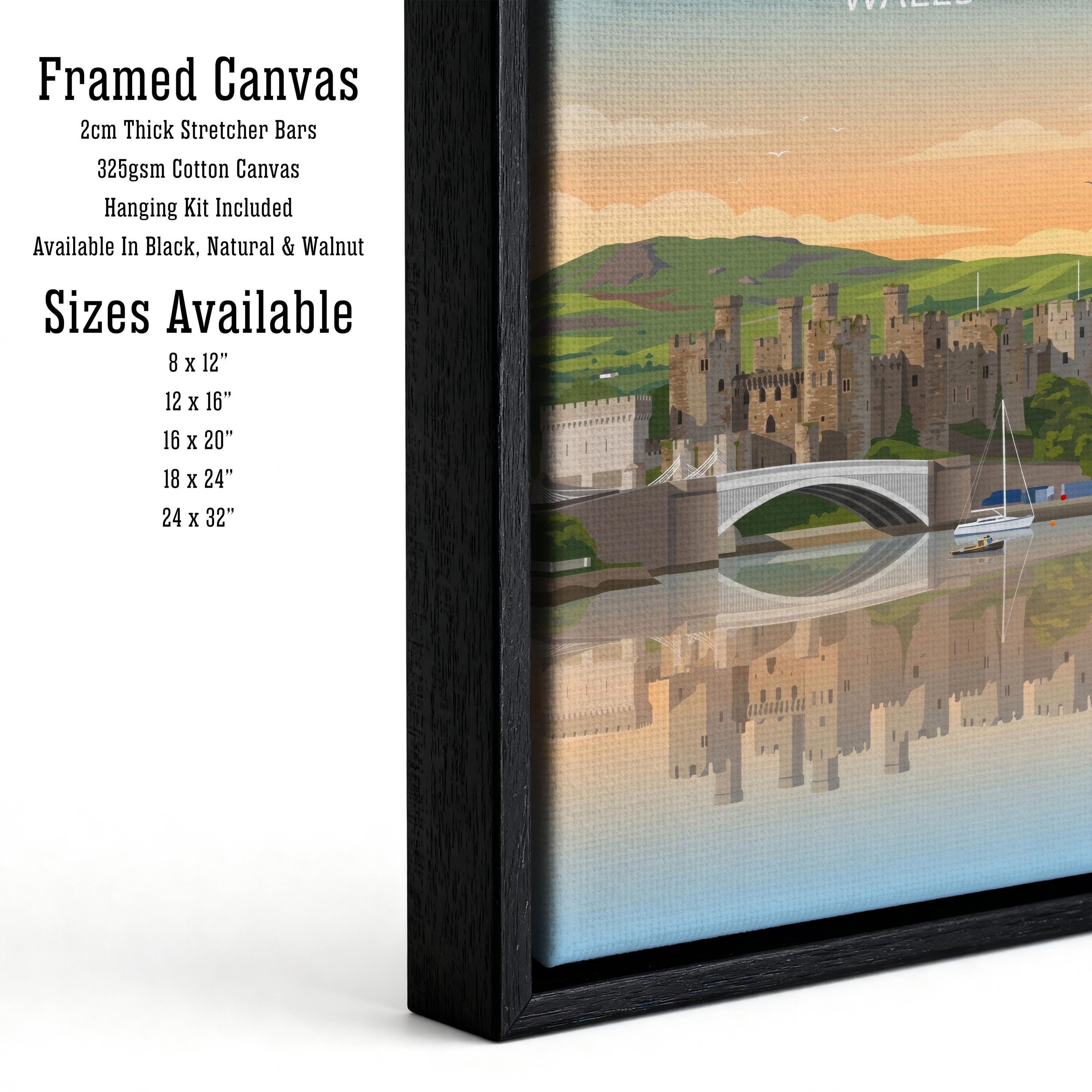 Conwy Castle Travel Poster Print Wales Wall Art Historic Castle Landscape Decor Gift for UK Travel Lovers and Scenic Heritage Fans