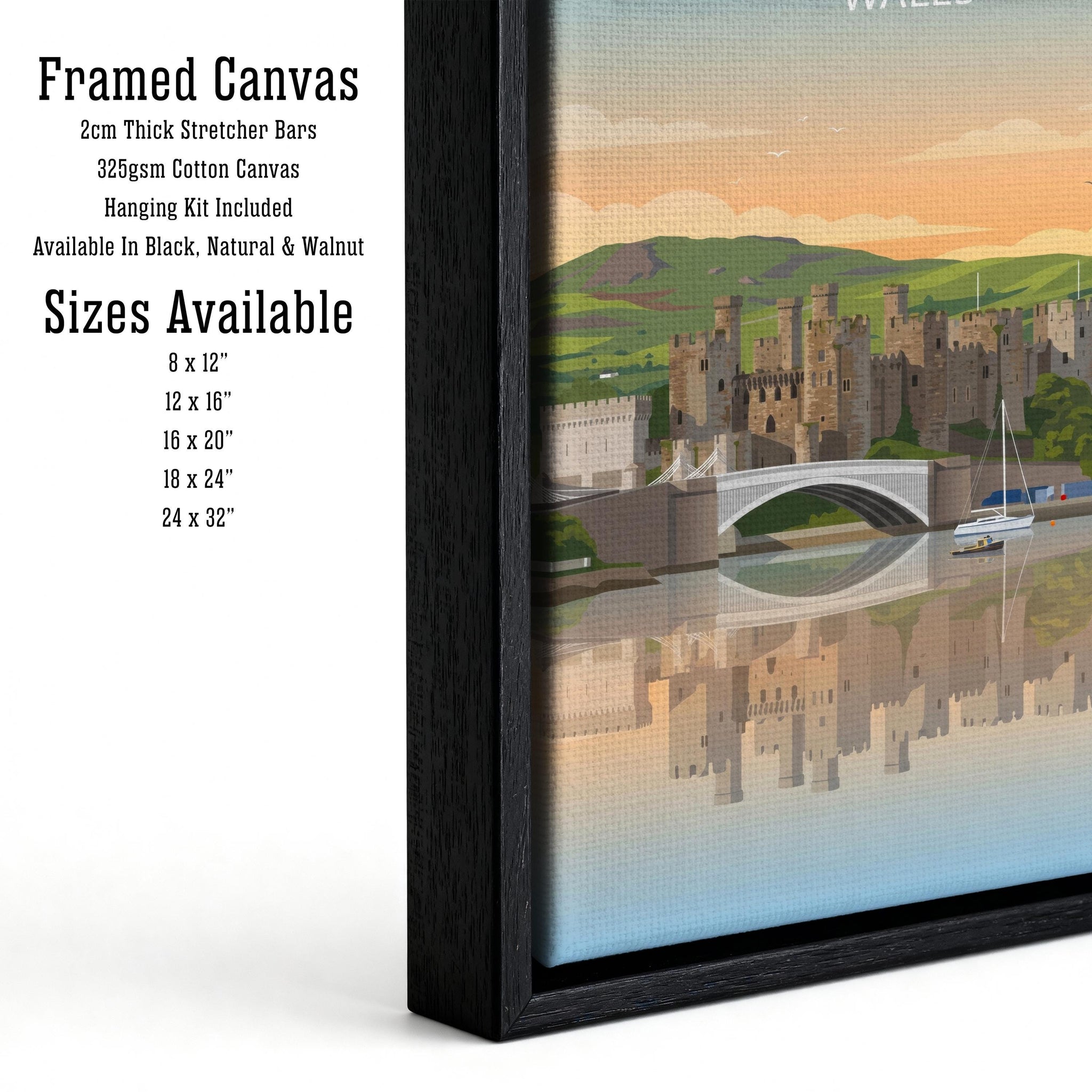 Conwy Castle Travel Poster Print Wales Wall Art Historic Castle Landscape Decor Gift for UK Travel Lovers and Scenic Heritage Fans