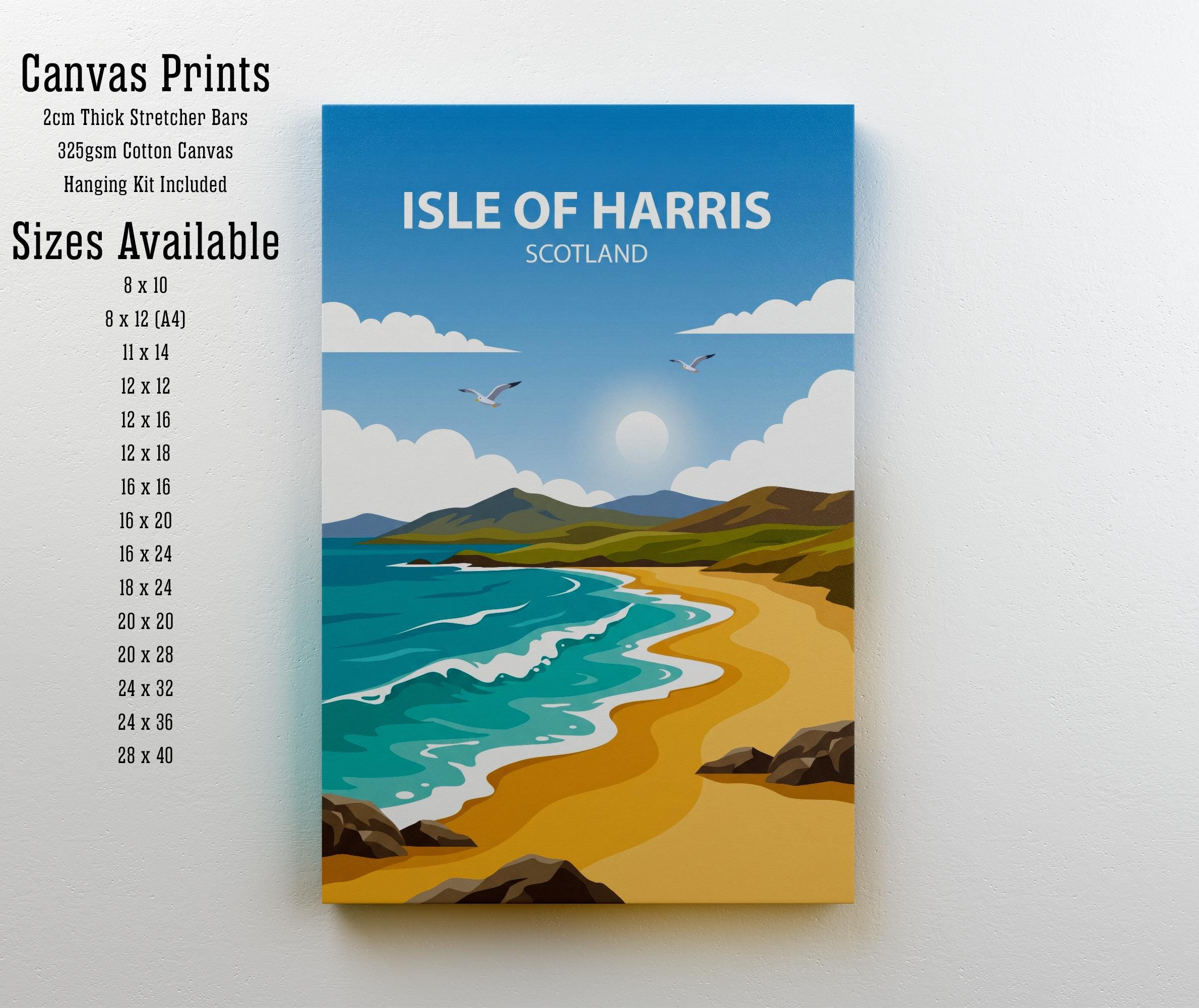 Isle of Harris Travel Poster Print Scotland Wall Art Coastal Island Landscape Decor Gift for UK Travel Lovers and Scenic Decor Fans